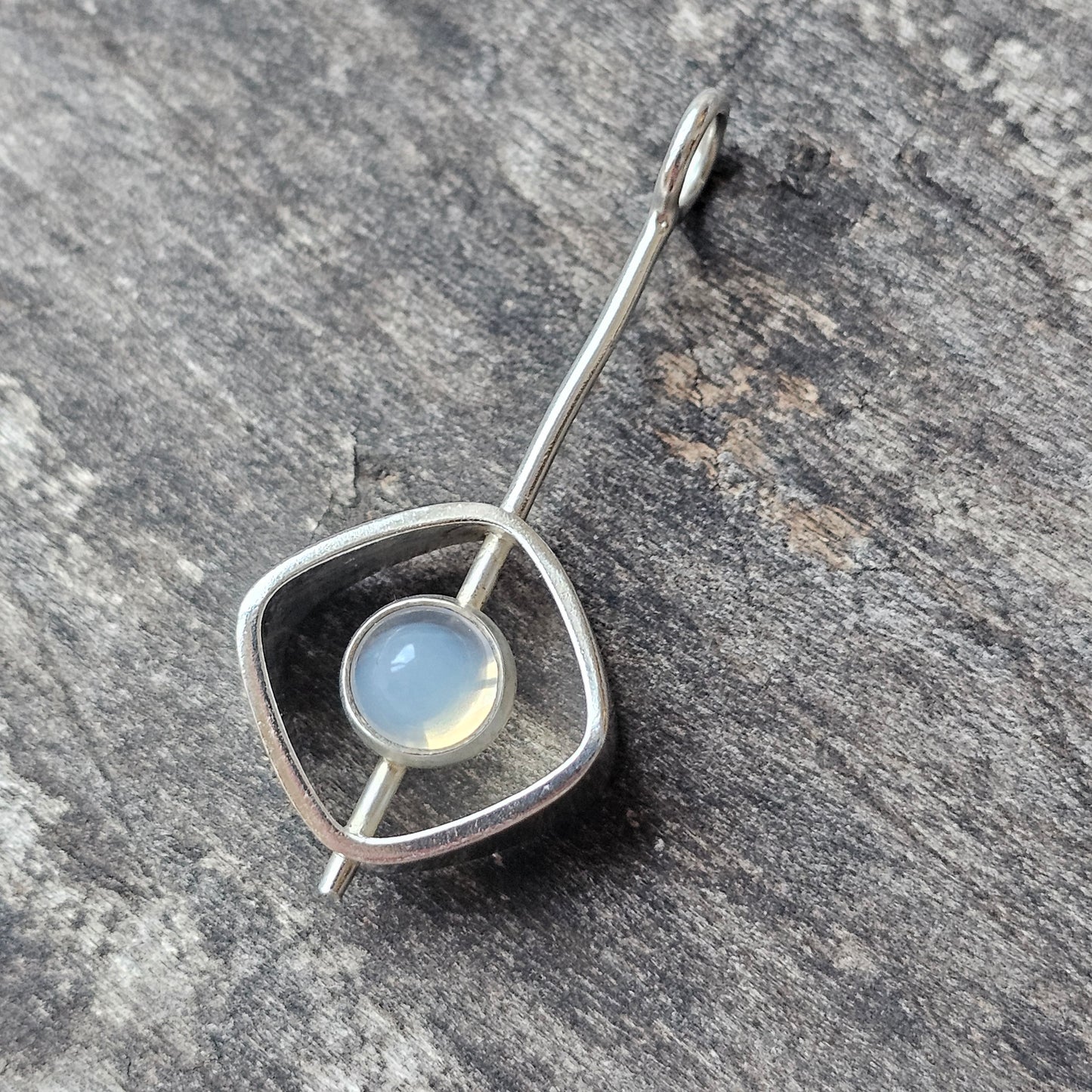 Modernist Silver & Chalcedony Silver Necklace Pendant by Elis Kauppi Kupittaan Kulta