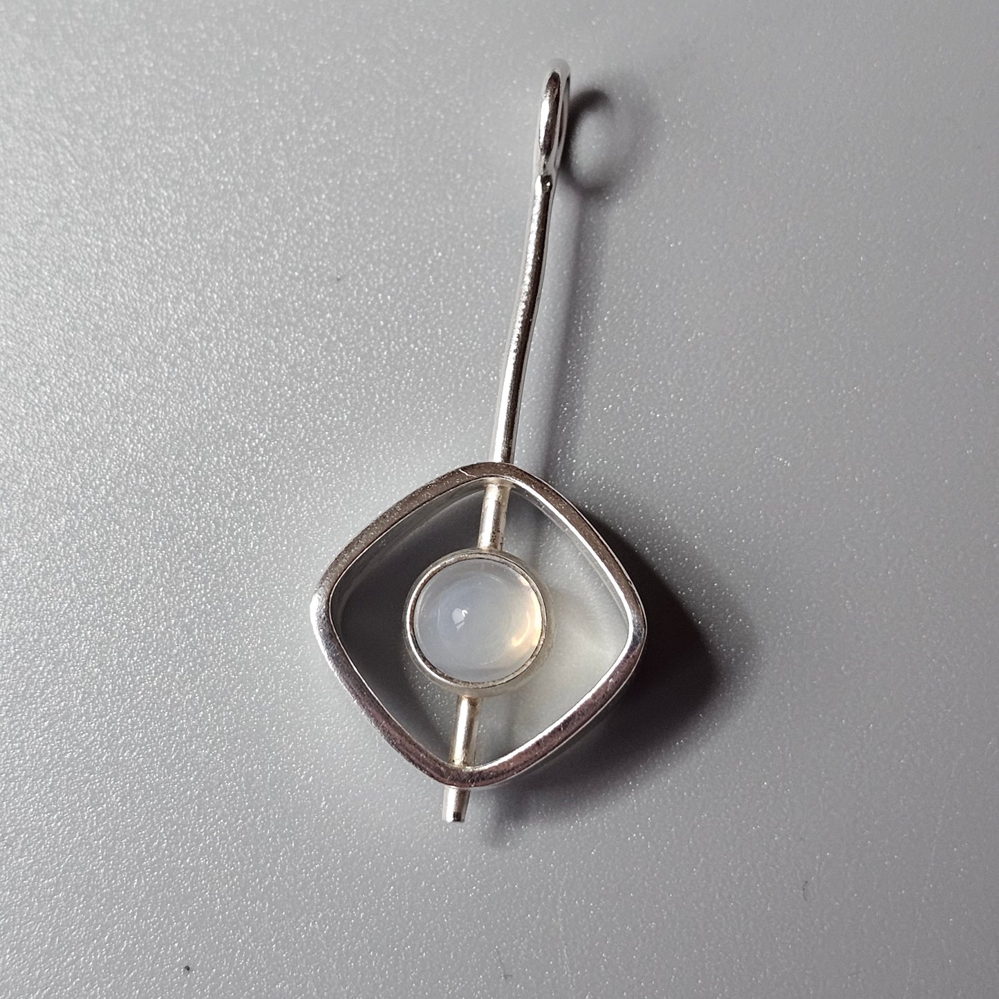 Modernist Silver & Chalcedony Silver Necklace Pendant by Elis Kauppi Kupittaan Kulta