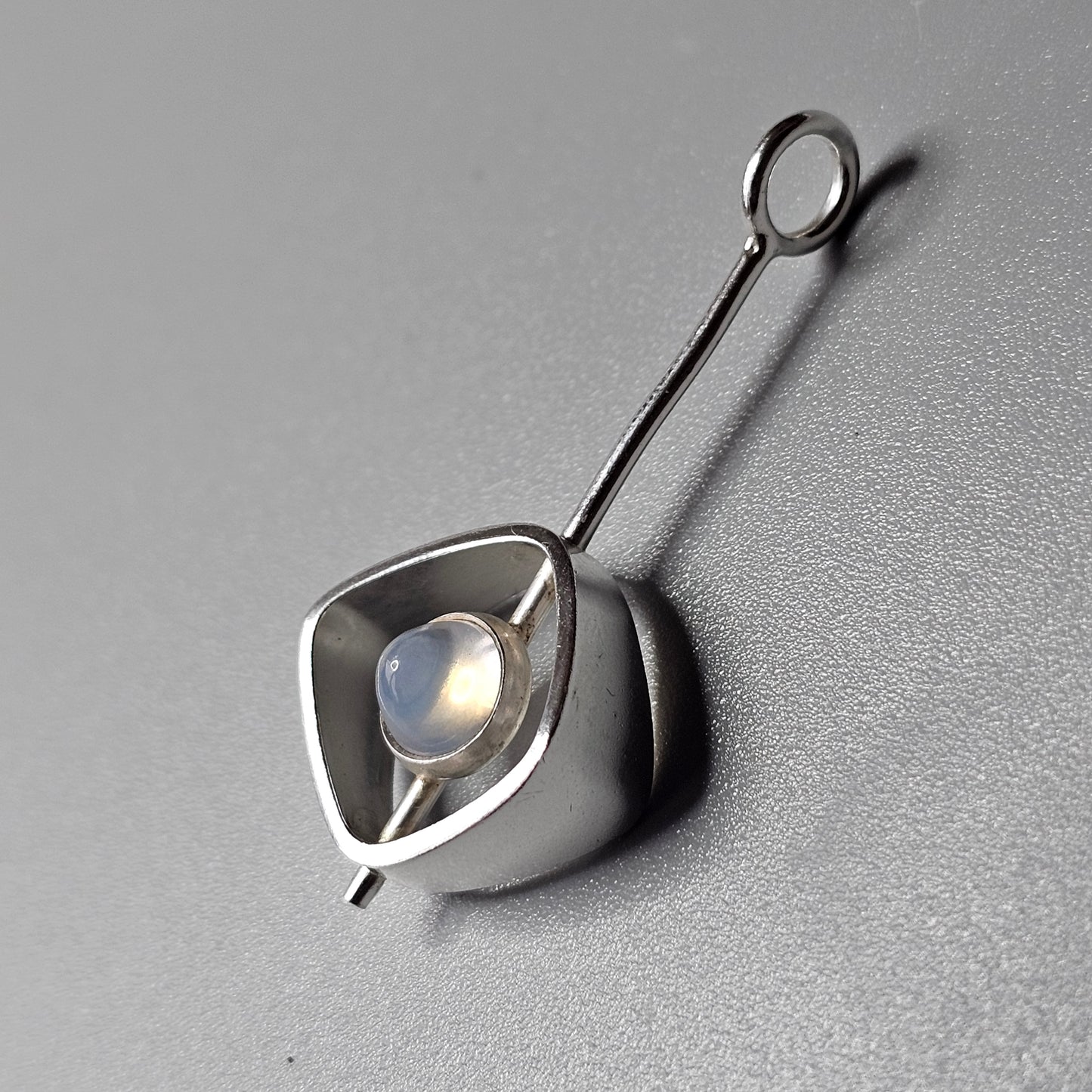 Modernist Silver & Chalcedony Silver Necklace Pendant by Elis Kauppi Kupittaan Kulta