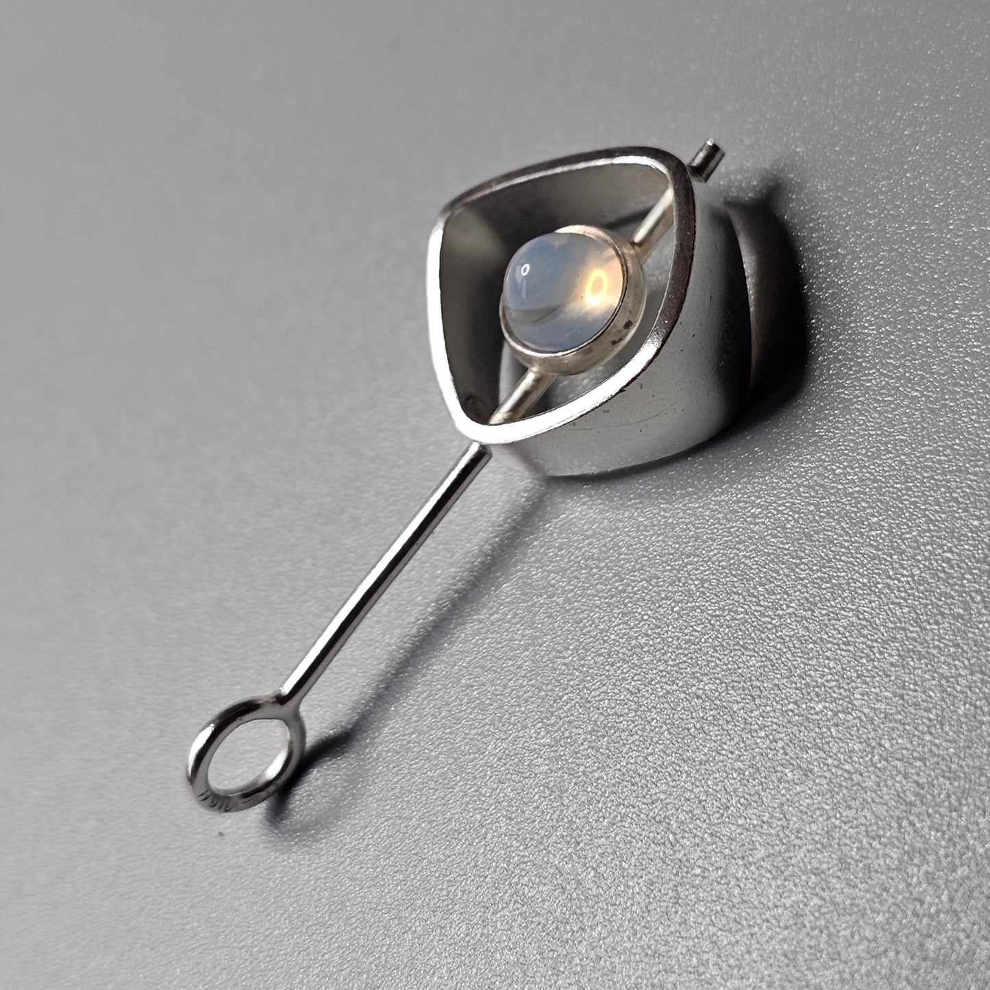 Modernist Silver & Chalcedony Silver Necklace Pendant by Elis Kauppi Kupittaan Kulta