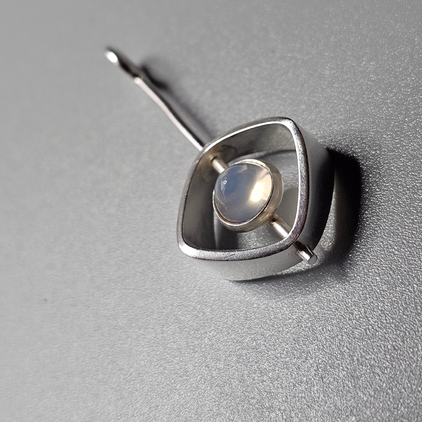 Modernist Silver & Chalcedony Silver Necklace Pendant by Elis Kauppi Kupittaan Kulta