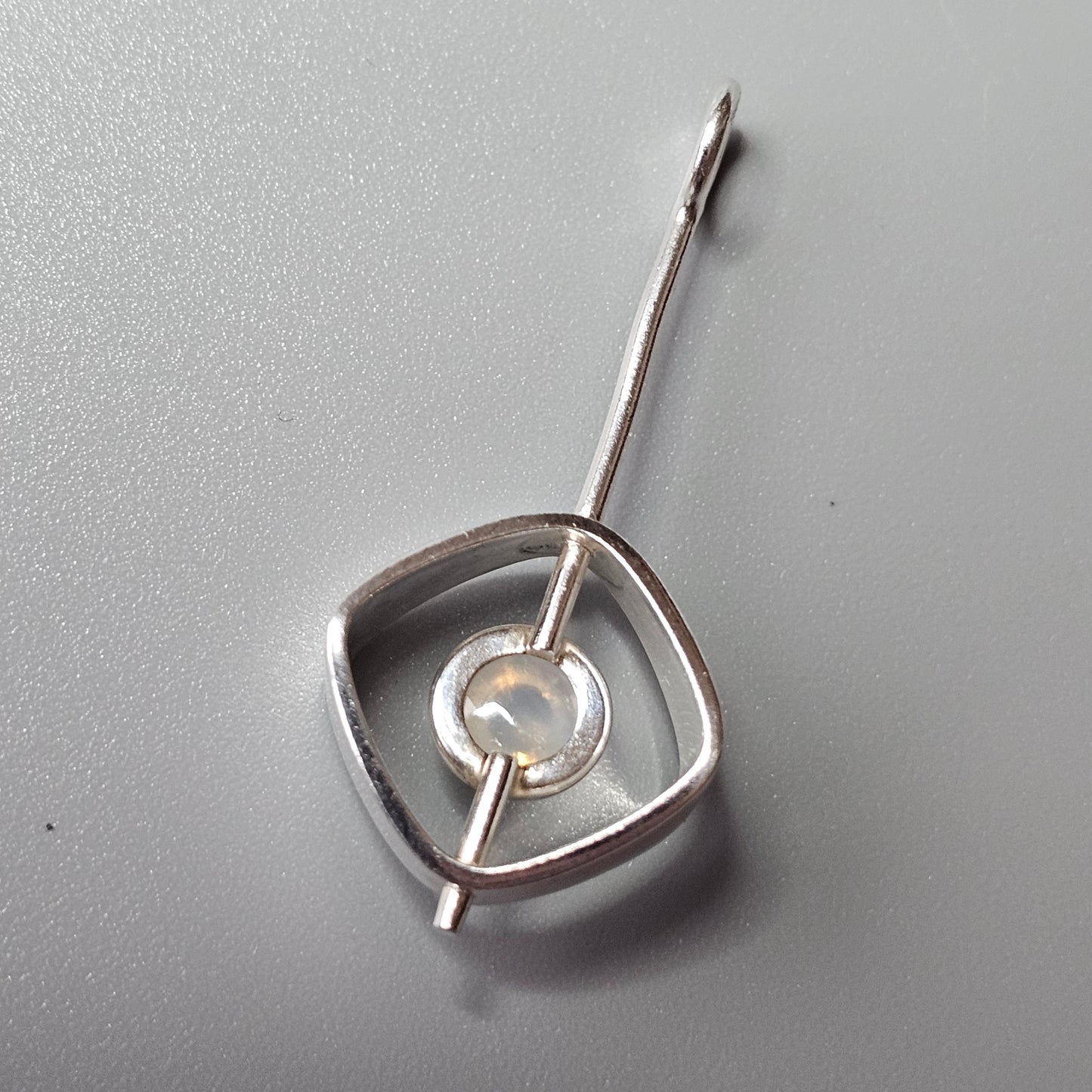 Modernist Silver & Chalcedony Silver Necklace Pendant by Elis Kauppi Kupittaan Kulta