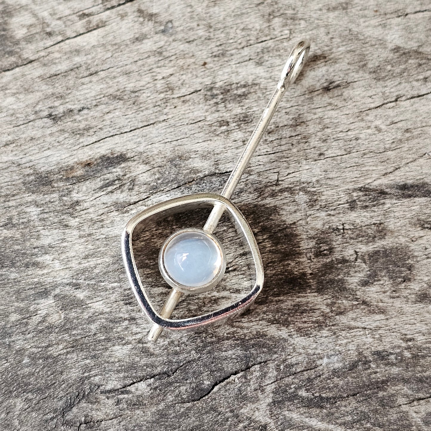 Modernist Silver & Chalcedony Silver Necklace Pendant by Elis Kauppi Kupittaan Kulta