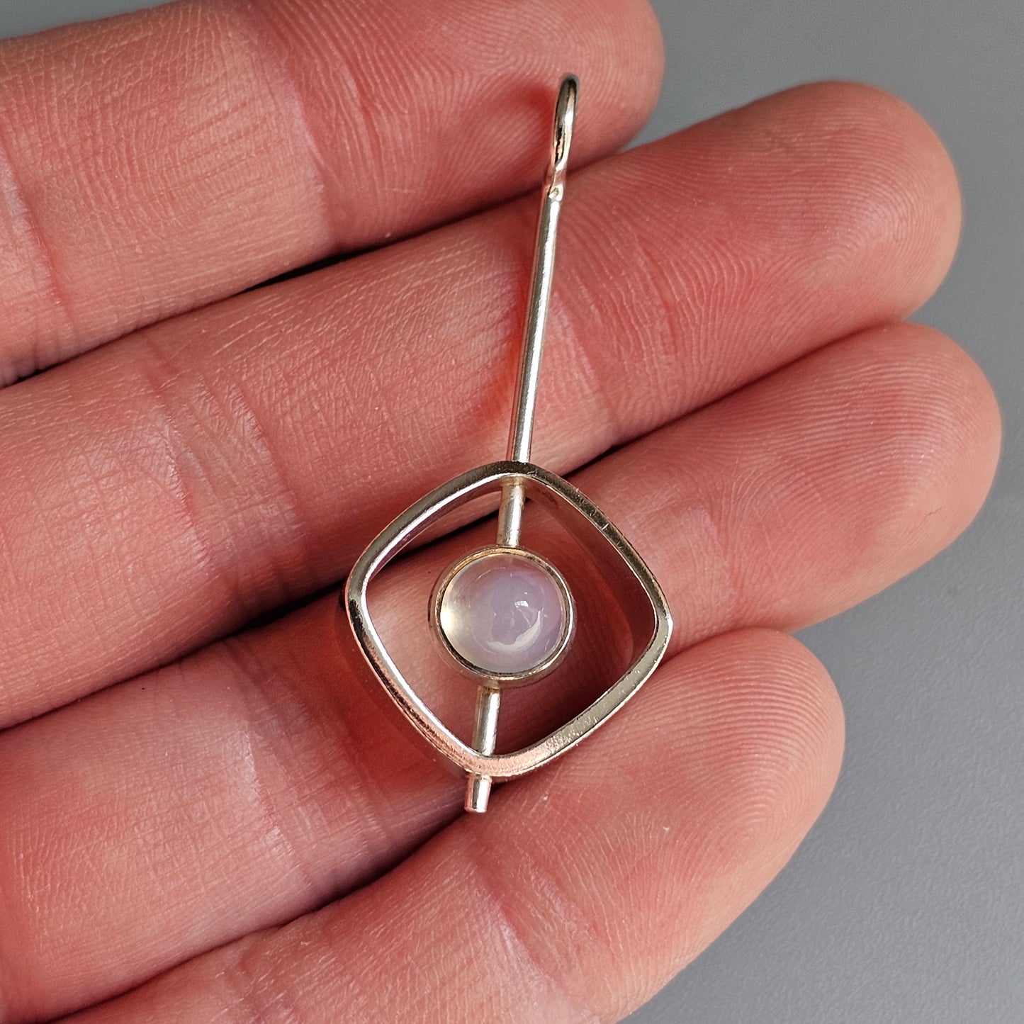 Modernist Silver & Chalcedony Silver Necklace Pendant by Elis Kauppi Kupittaan Kulta