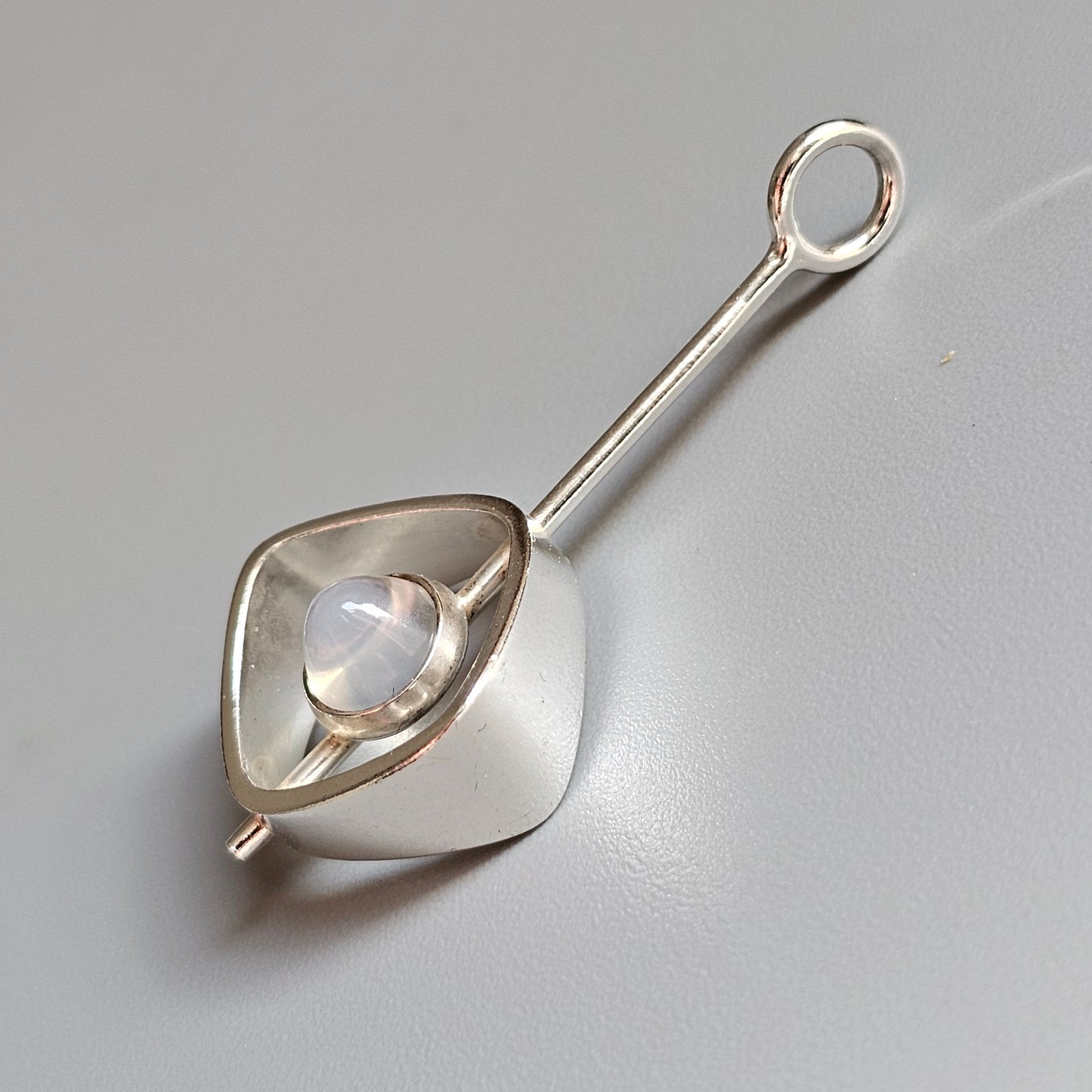Modernist Silver & Chalcedony Silver Necklace Pendant by Elis Kauppi Kupittaan Kulta