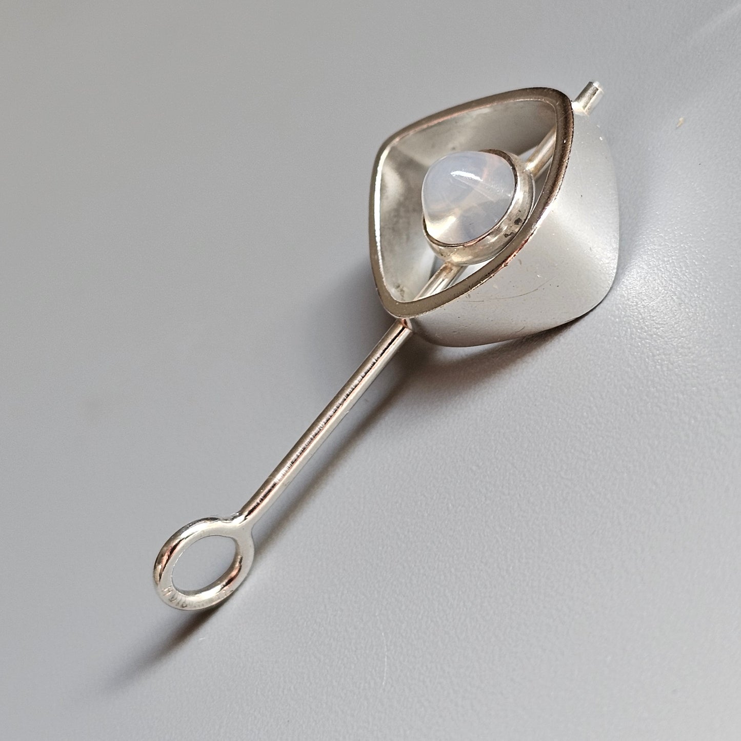 Modernist Silver & Chalcedony Silver Necklace Pendant by Elis Kauppi Kupittaan Kulta
