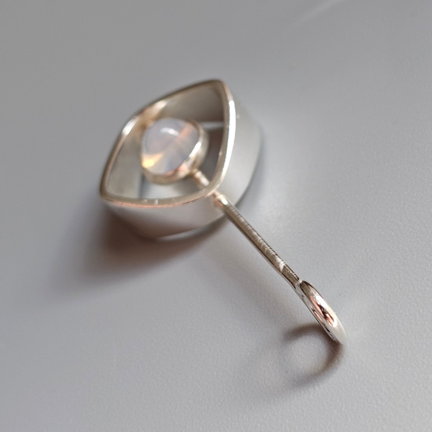 Modernist Silver & Chalcedony Silver Necklace Pendant by Elis Kauppi Kupittaan Kulta