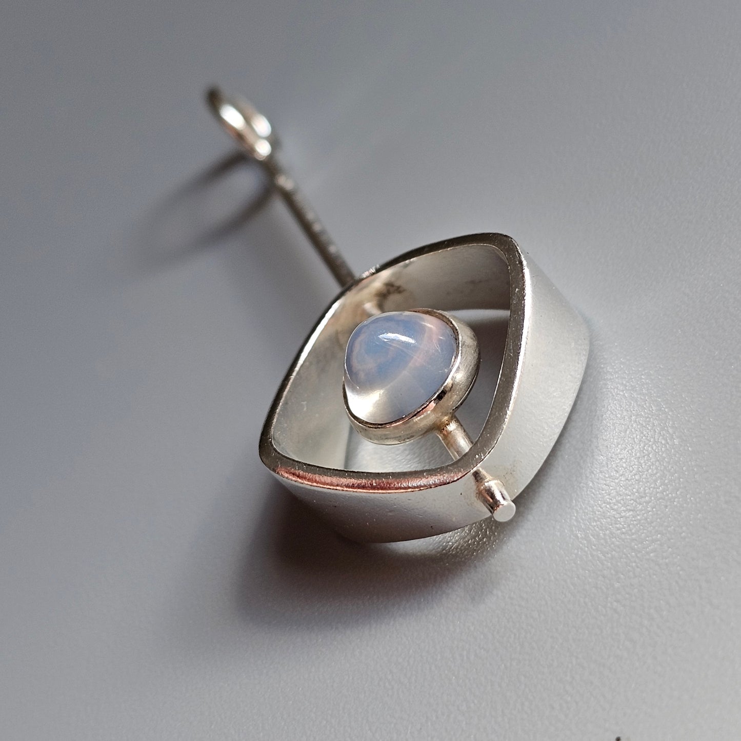 Modernist Silver & Chalcedony Silver Necklace Pendant by Elis Kauppi Kupittaan Kulta