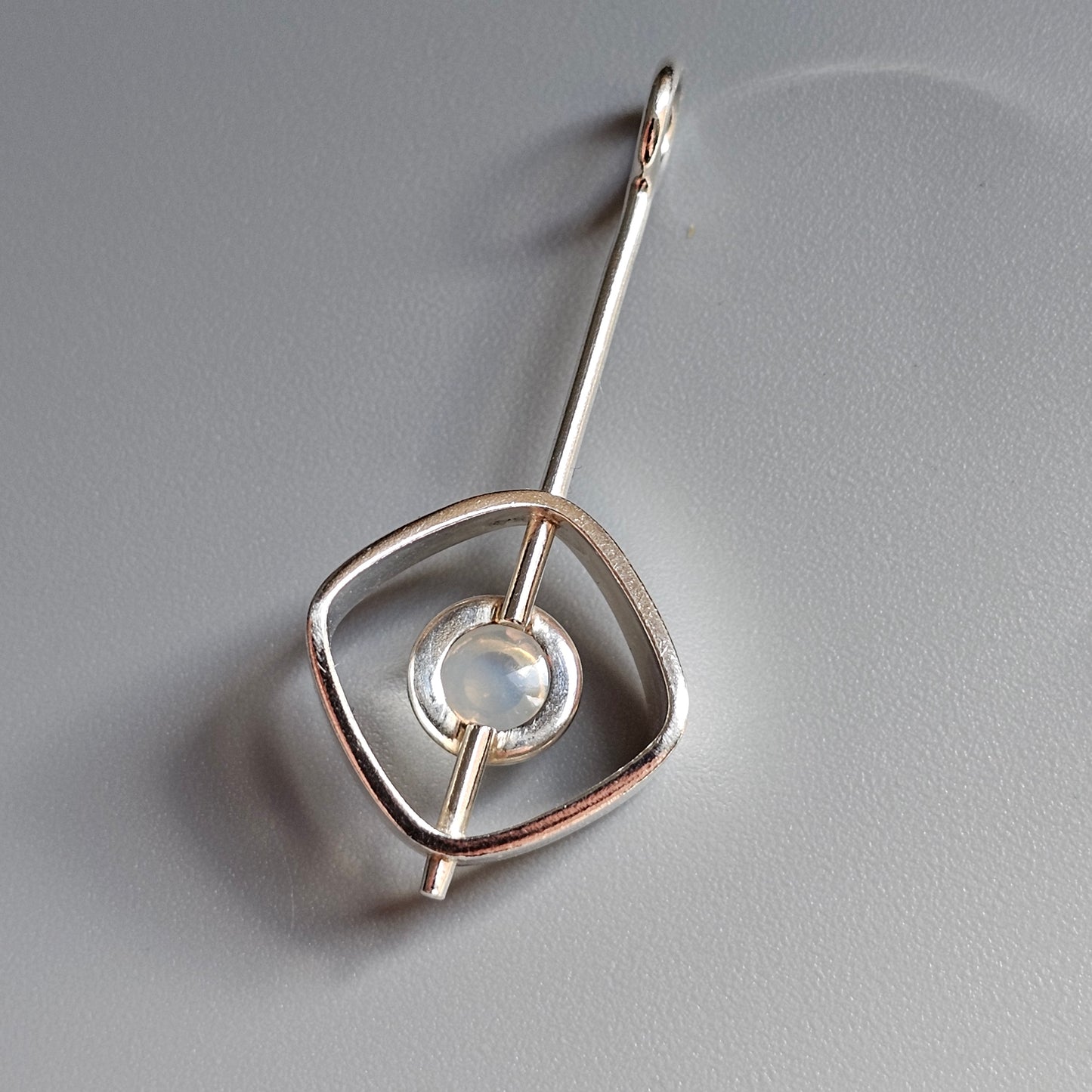 Modernist Silver & Chalcedony Silver Necklace Pendant by Elis Kauppi Kupittaan Kulta