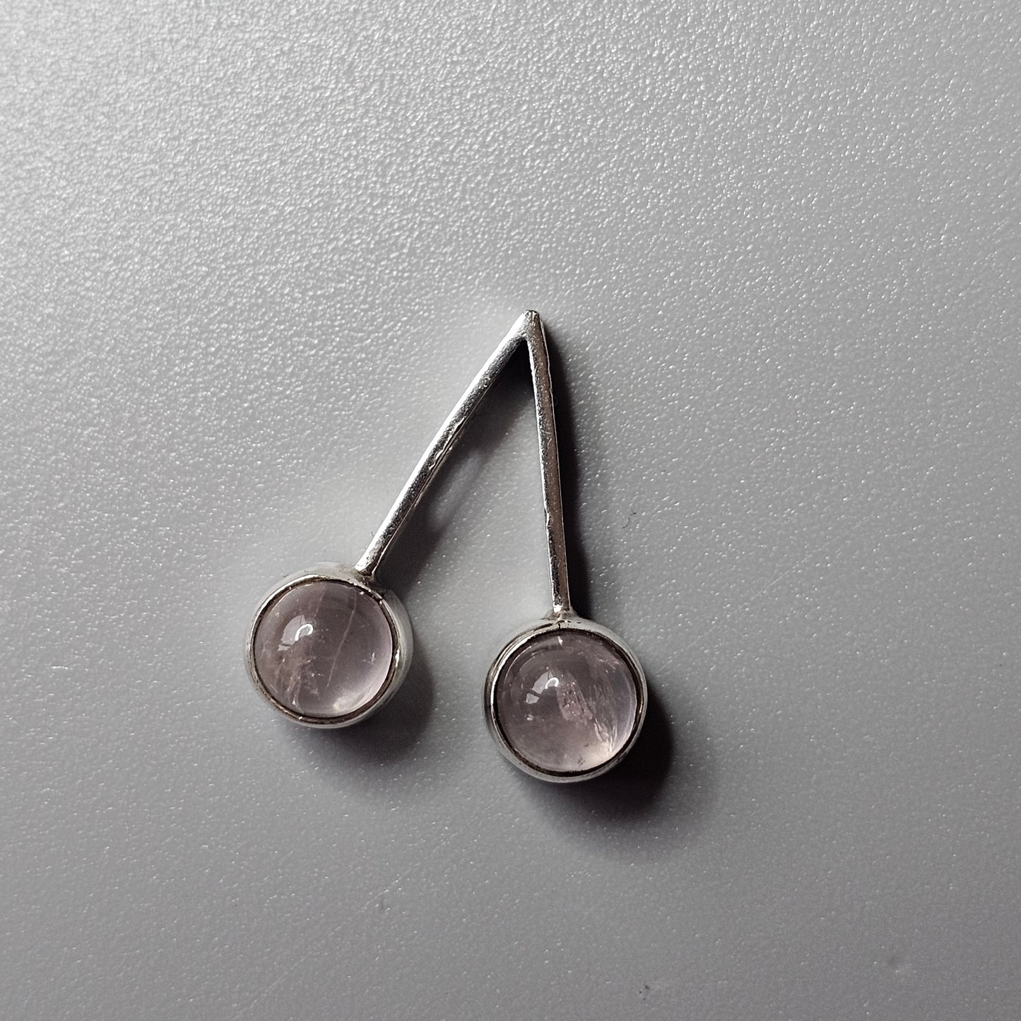 Vintage 1960s Finnish Modernist Silver & Rose Quartz Necklace Pendant by Martti Viikinniemi