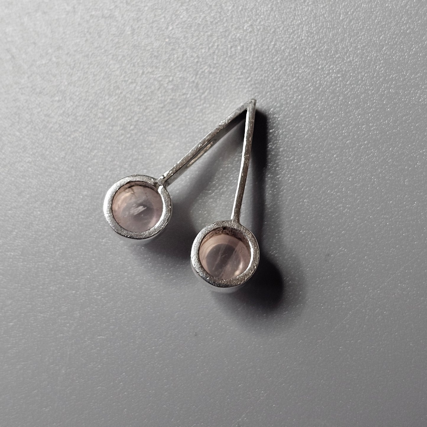 Vintage 1960s Finnish Modernist Silver & Rose Quartz Necklace Pendant by Martti Viikinniemi