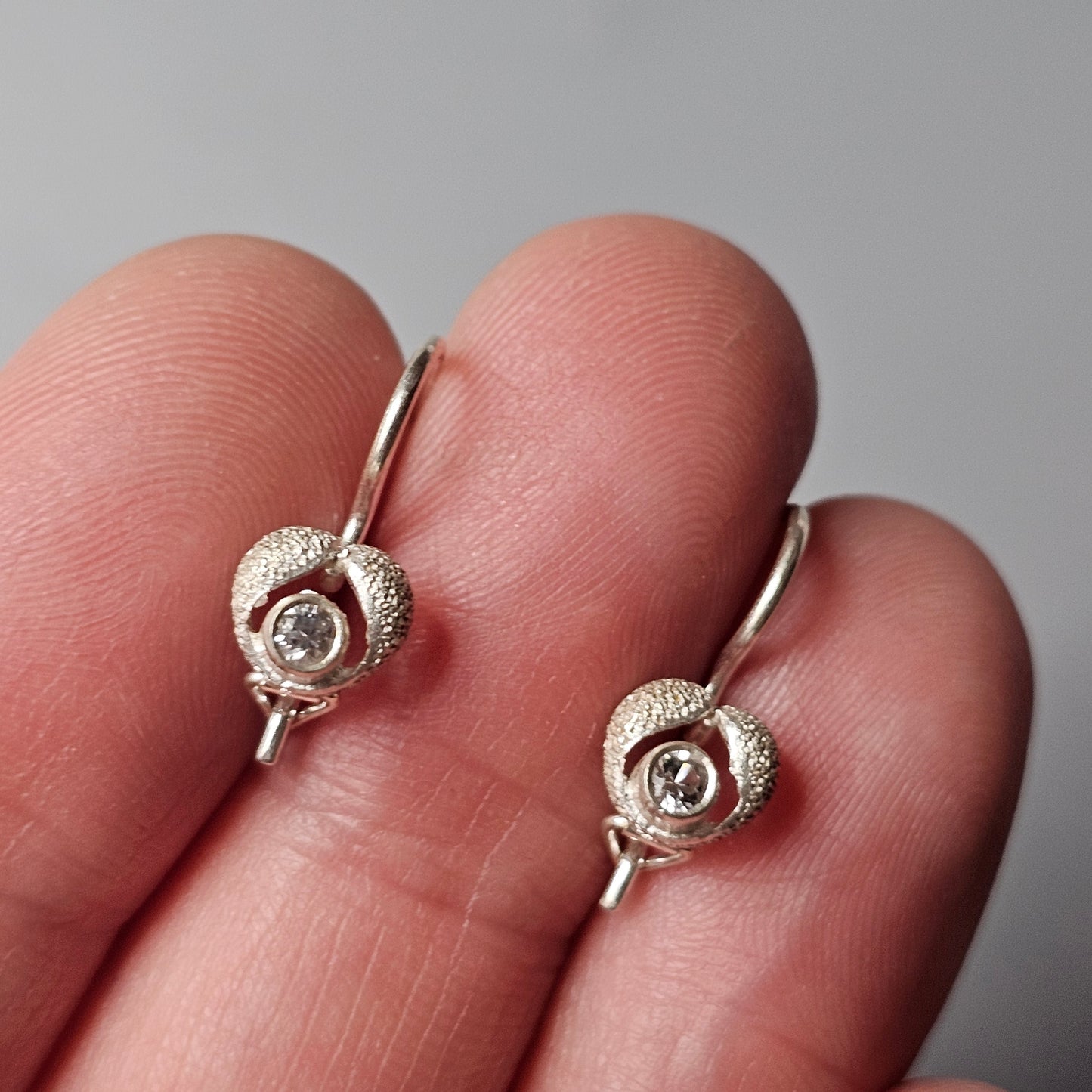 Small Sterling Silver & Rock Crystal Earrings by Finnfeelings