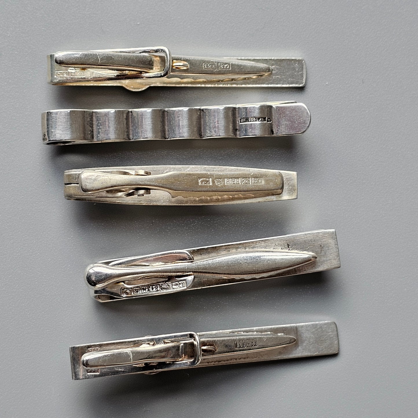 Vintage 1960s & 1990s Finnish Modernist Style Silver Tie Clips
