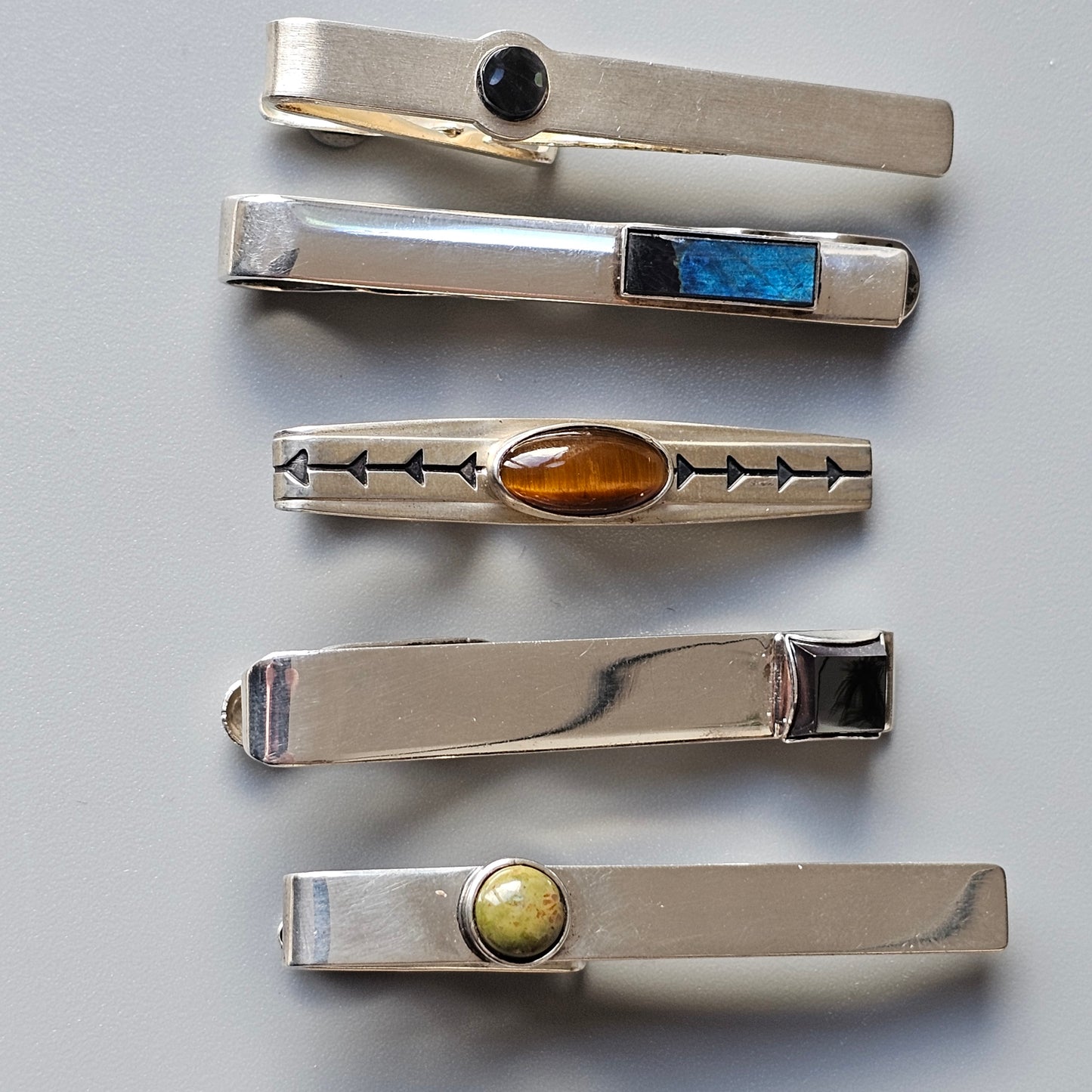 Vintage 1960s & 1990s Finnish Modernist Style Silver Tie Clips