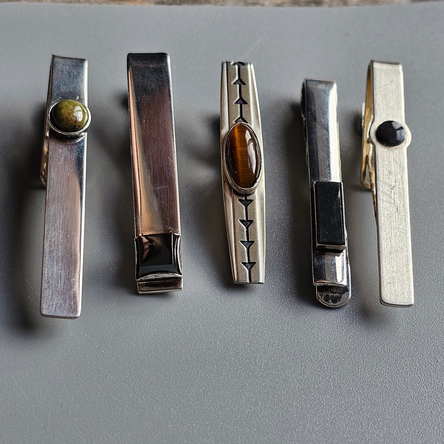 Vintage 1960s & 1990s Finnish Modernist Style Silver Tie Clips