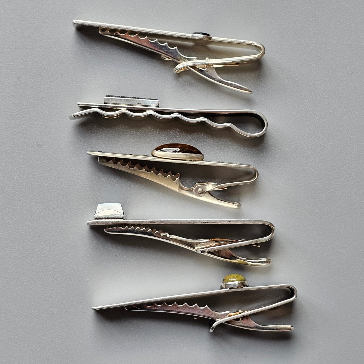 Vintage 1960s & 1990s Finnish Modernist Style Silver Tie Clips