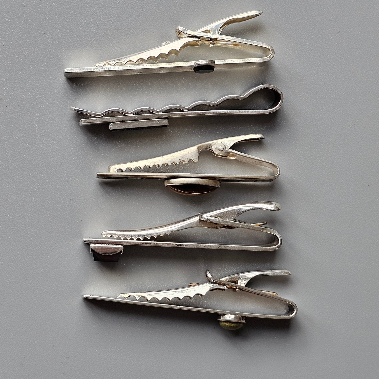 Vintage 1960s & 1990s Finnish Modernist Style Silver Tie Clips