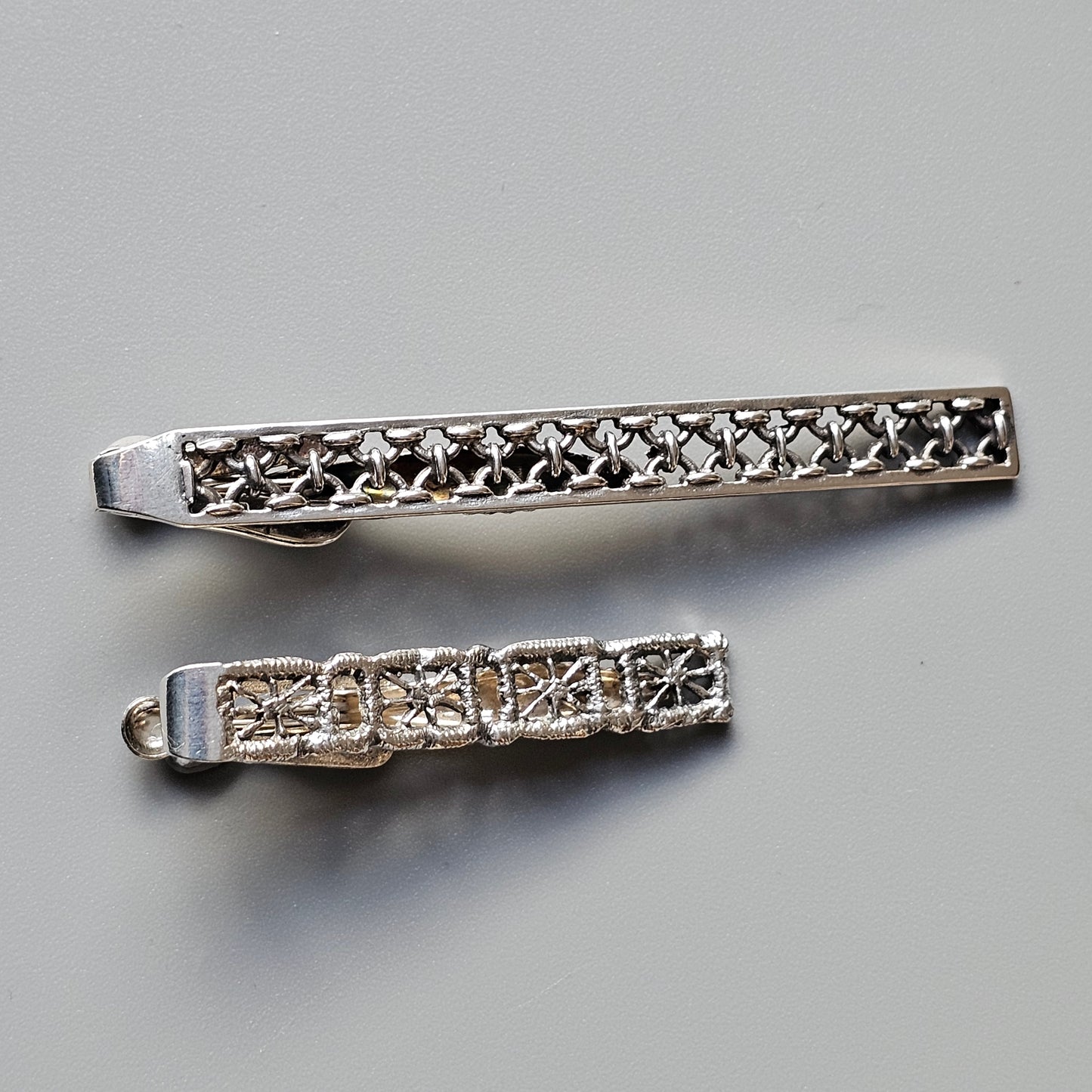 1970s 1960s Modernist Brutalist Silver Tie Clips By Finnish Pentti Sarpaneva