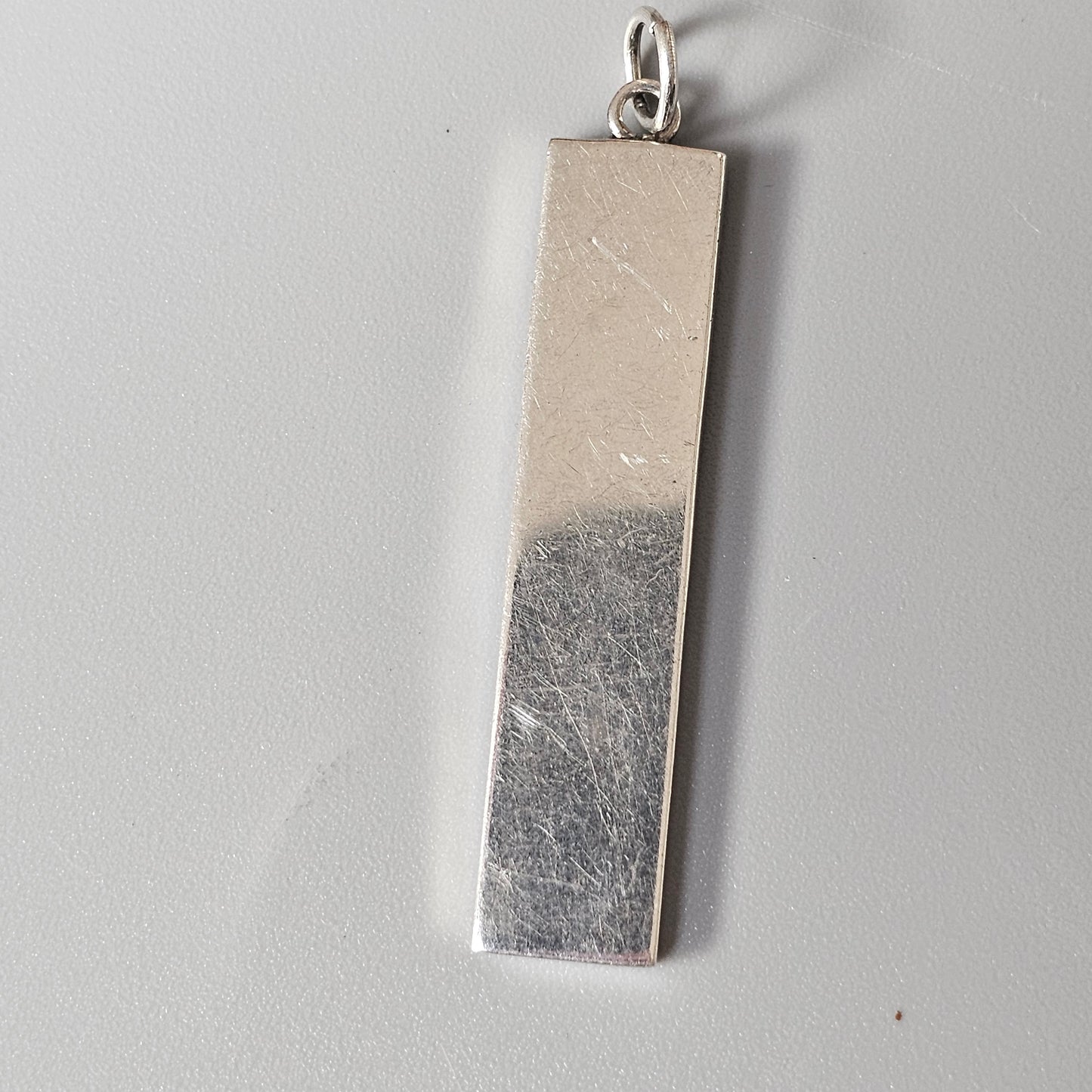 Hallmarked Vintage 1970s Sterling Silver Ingot Style Necklace Pendant 1977 - Silver Jubilee of Elizabeth II