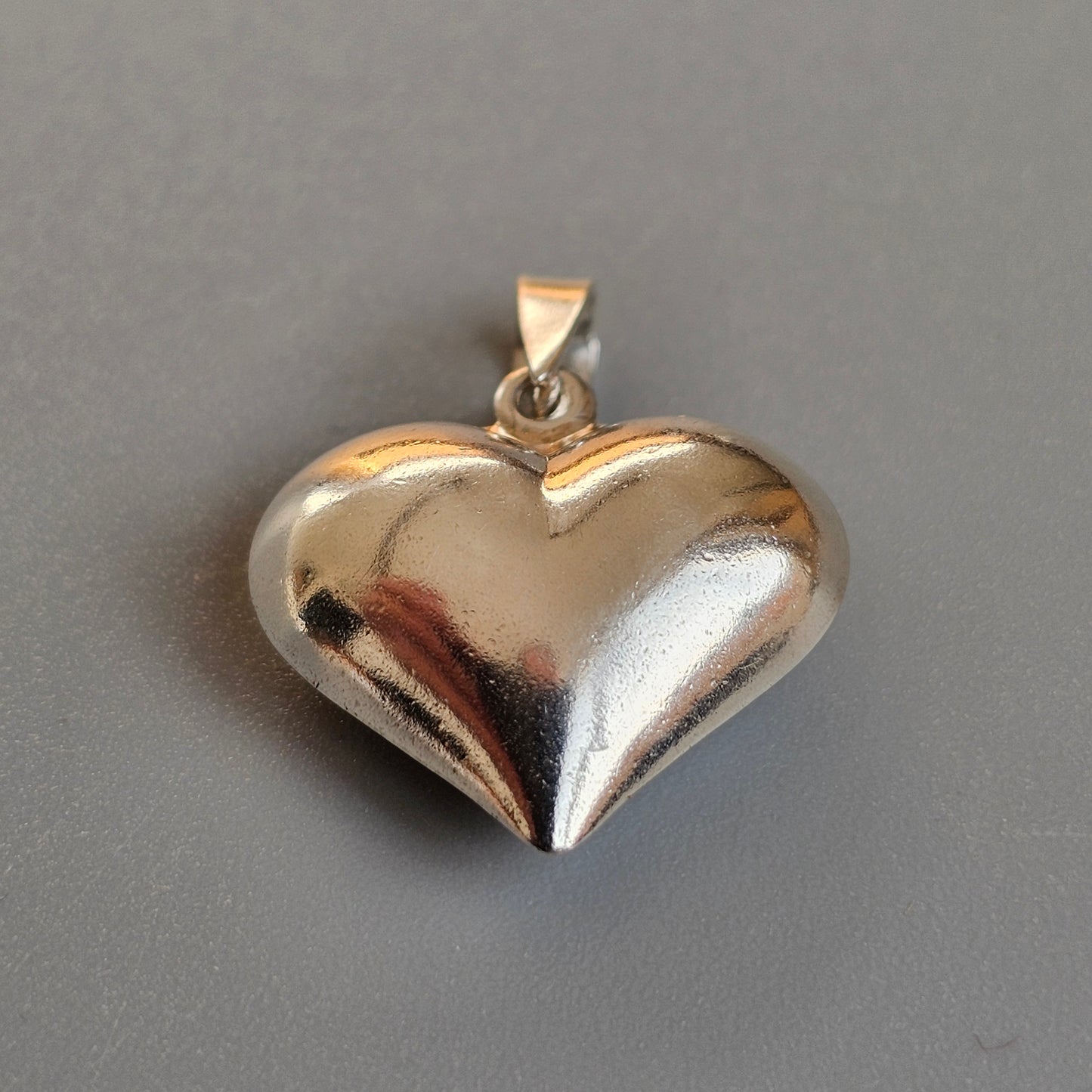 Vintage Finnish Puffy Sterling Silver Heart Necklace Pendant