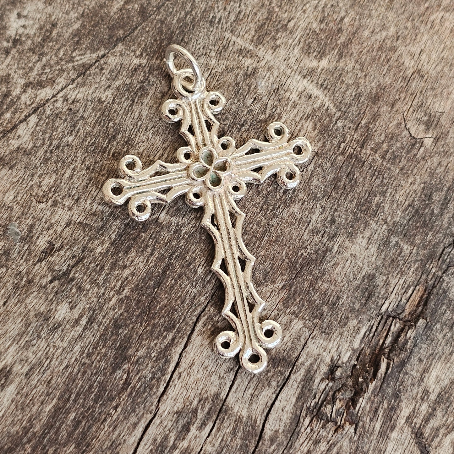 Vintage Gothic Style German 835 Silver Cross Necklace Pendant