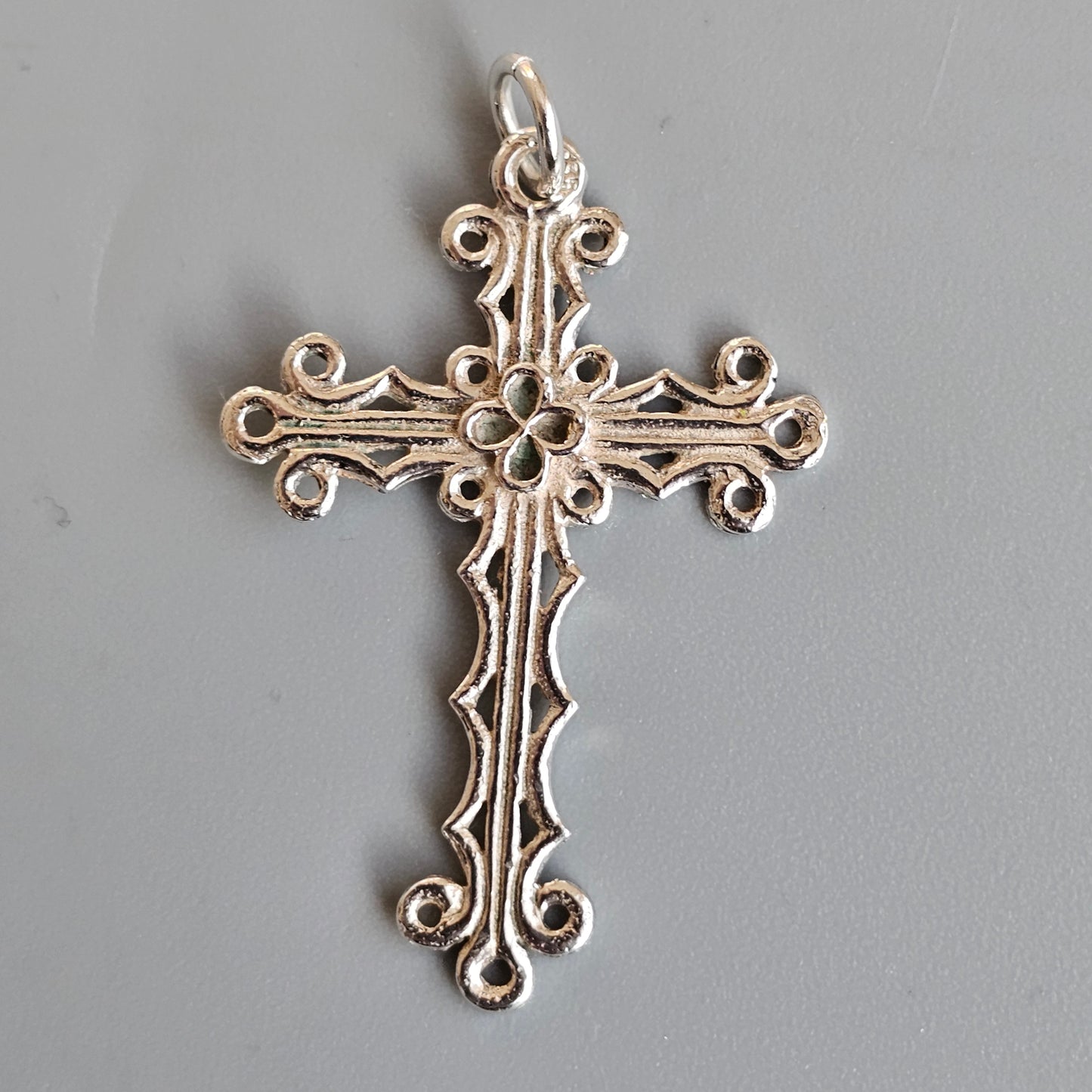 Vintage Gothic Style German 835 Silver Cross Necklace Pendant