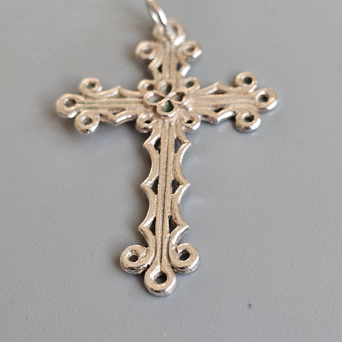 Vintage Gothic Style German 835 Silver Cross Necklace Pendant