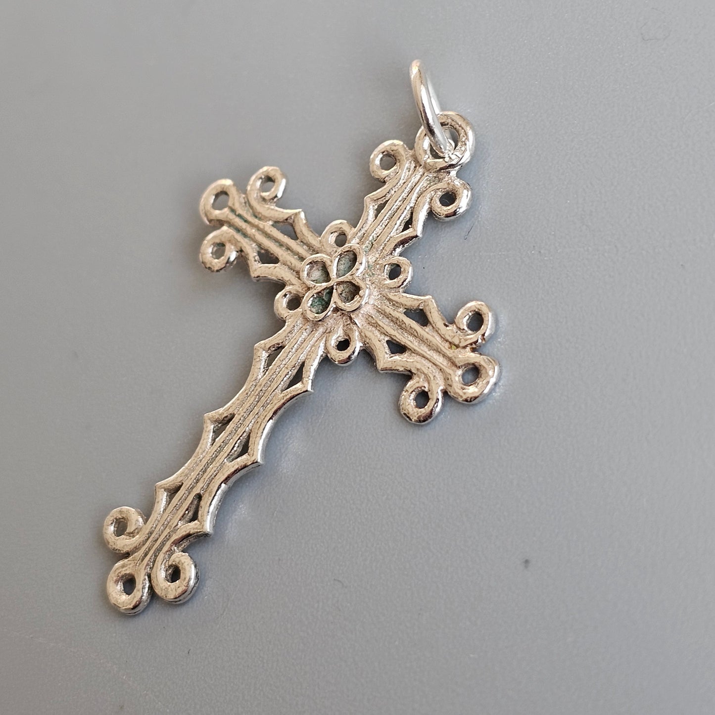 Vintage Gothic Style German 835 Silver Cross Necklace Pendant