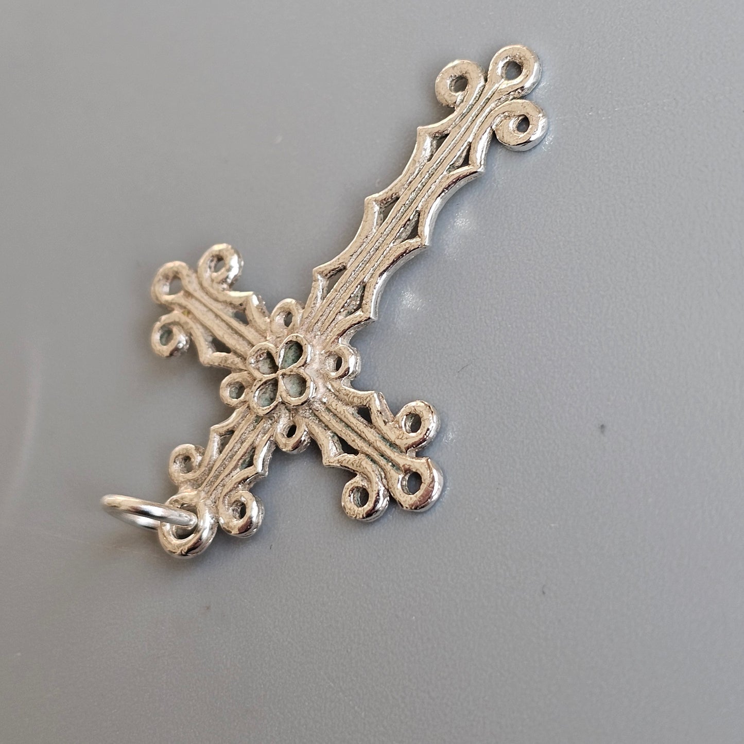 Vintage Gothic Style German 835 Silver Cross Necklace Pendant