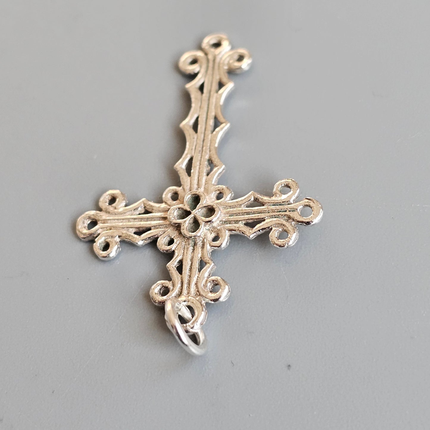 Vintage Gothic Style German 835 Silver Cross Necklace Pendant