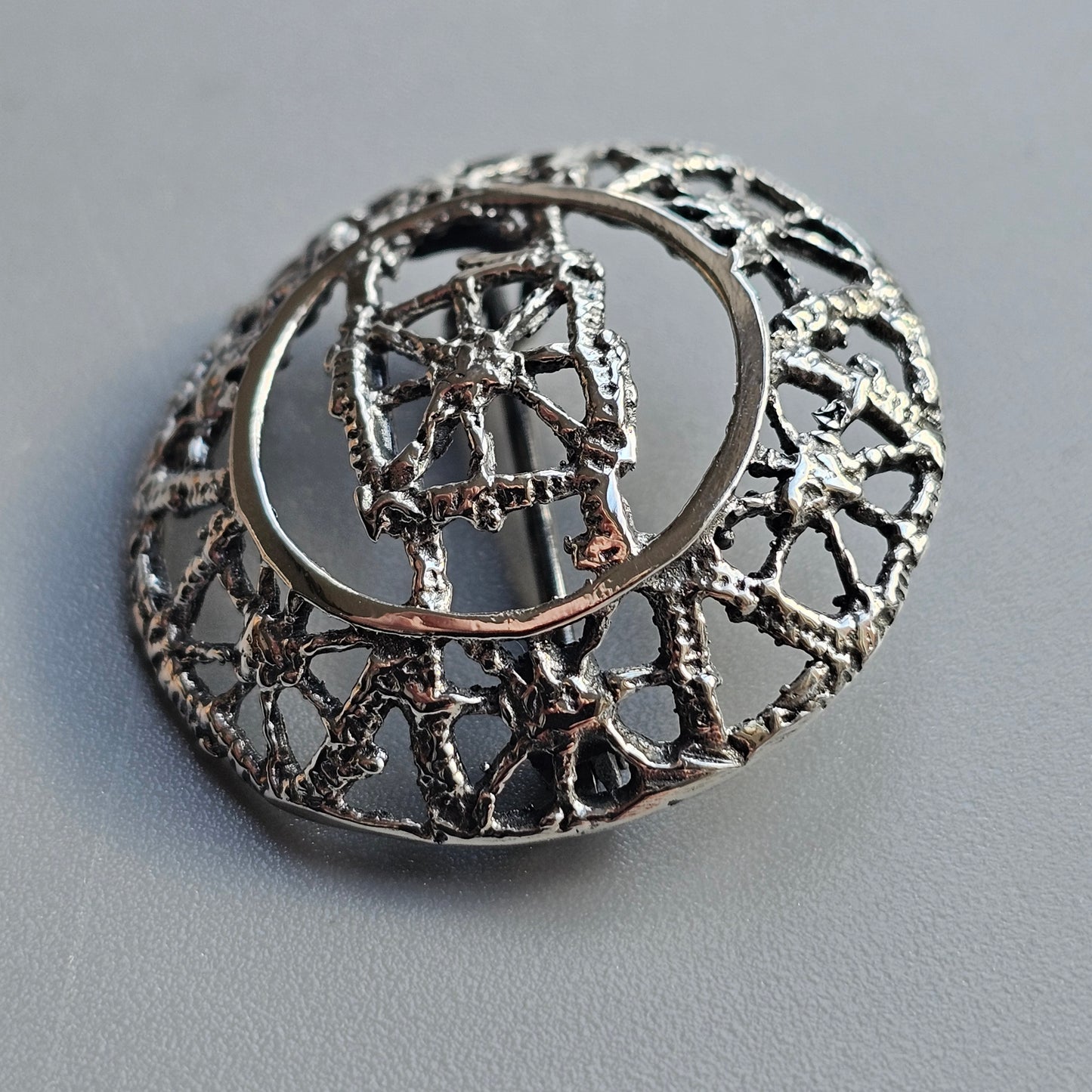Vintage Modernist Brutalist Era Silver Pitsi 'Lace' Brooch by Finnish Pentti Sarpaneva 1973