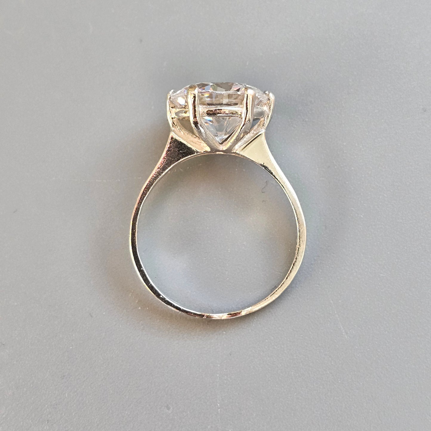 Vintage Polish Sterling Silver & Cubic Zirconia Solitaire Ring