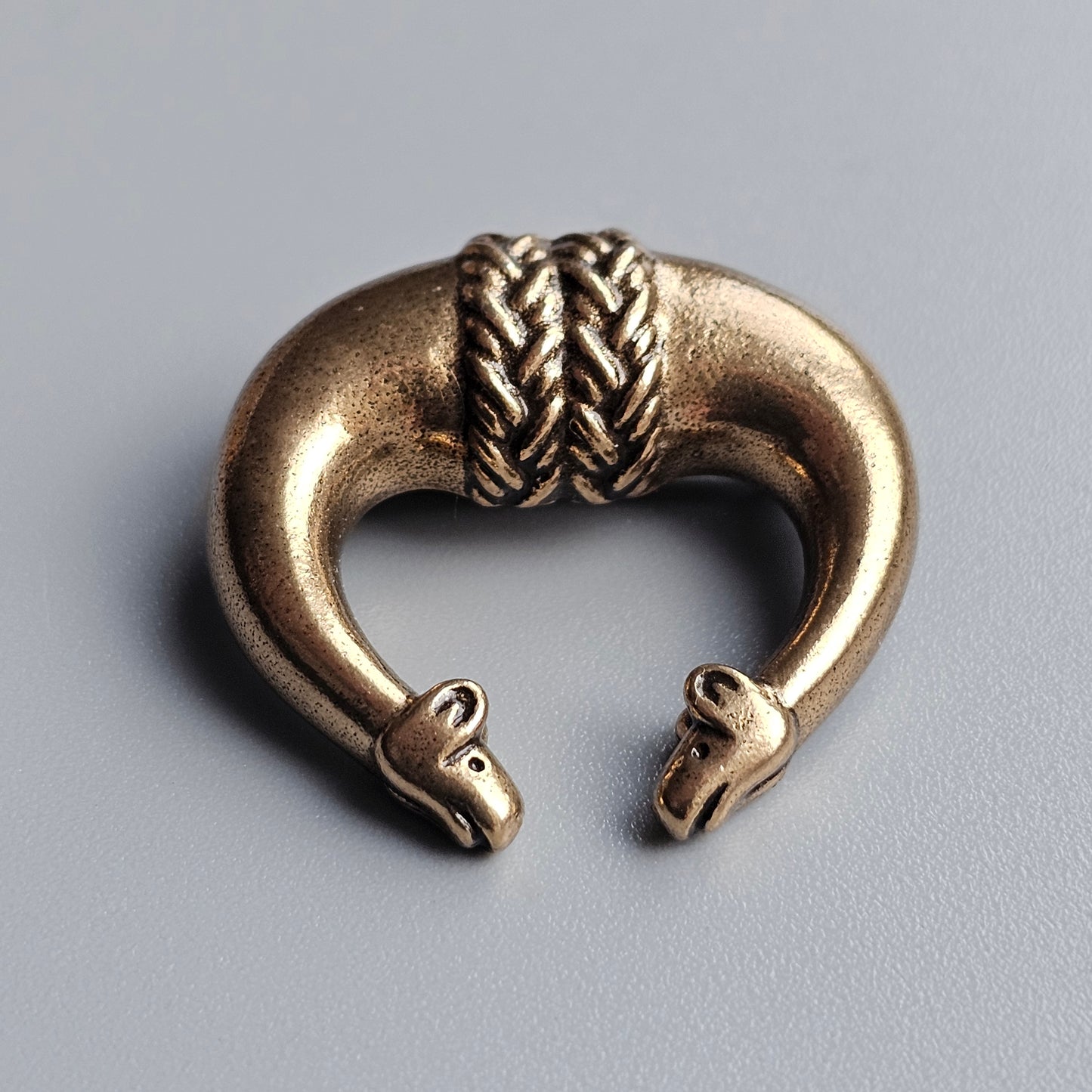 Finnish Kalevala Koru Double Elks Head Bronze Brooch