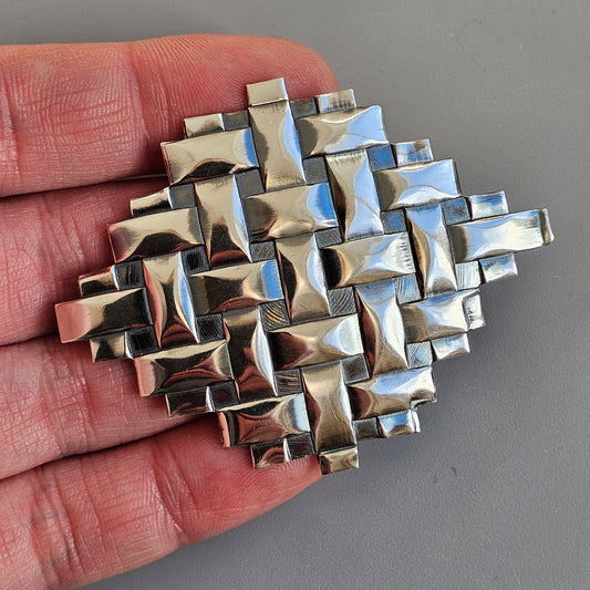 1960s Finnish Modernist Era Abstract Silver Brooch By Turun Hopea