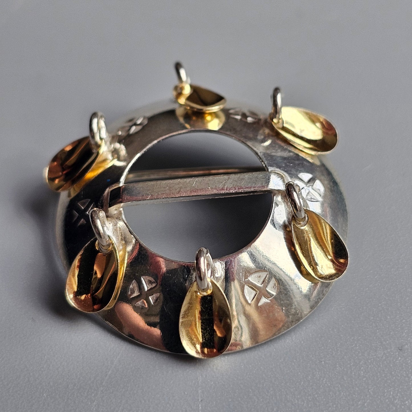 Vintage Silver Traditional Sami Finnish Solju Risku Brooch by Inarin Hopea 1992