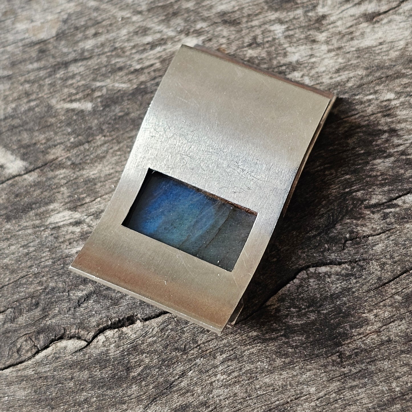 Vintage 00s Finnish 925 Sterling Silver & Spectrolite Necklace pendant by Kaunis Koru 2000