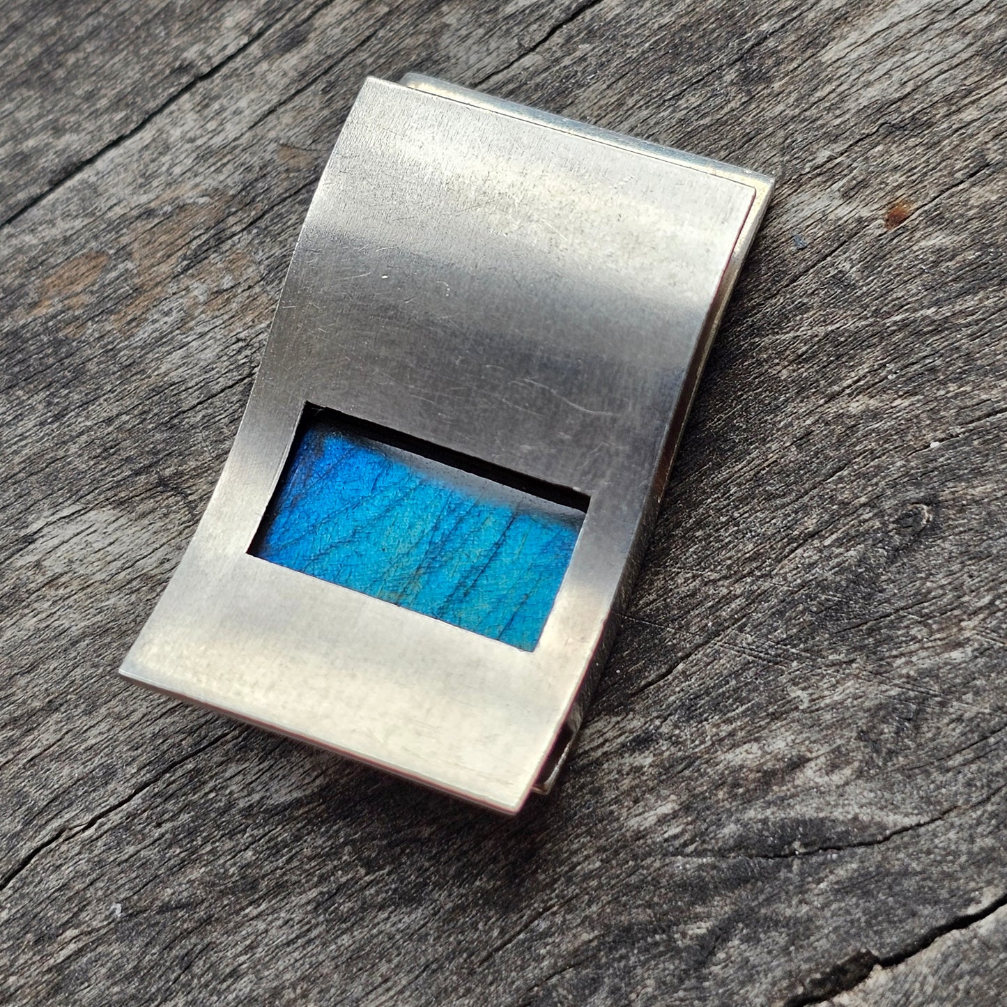 Vintage 00s Finnish 925 Sterling Silver & Spectrolite Necklace pendant by Kaunis Koru 2000