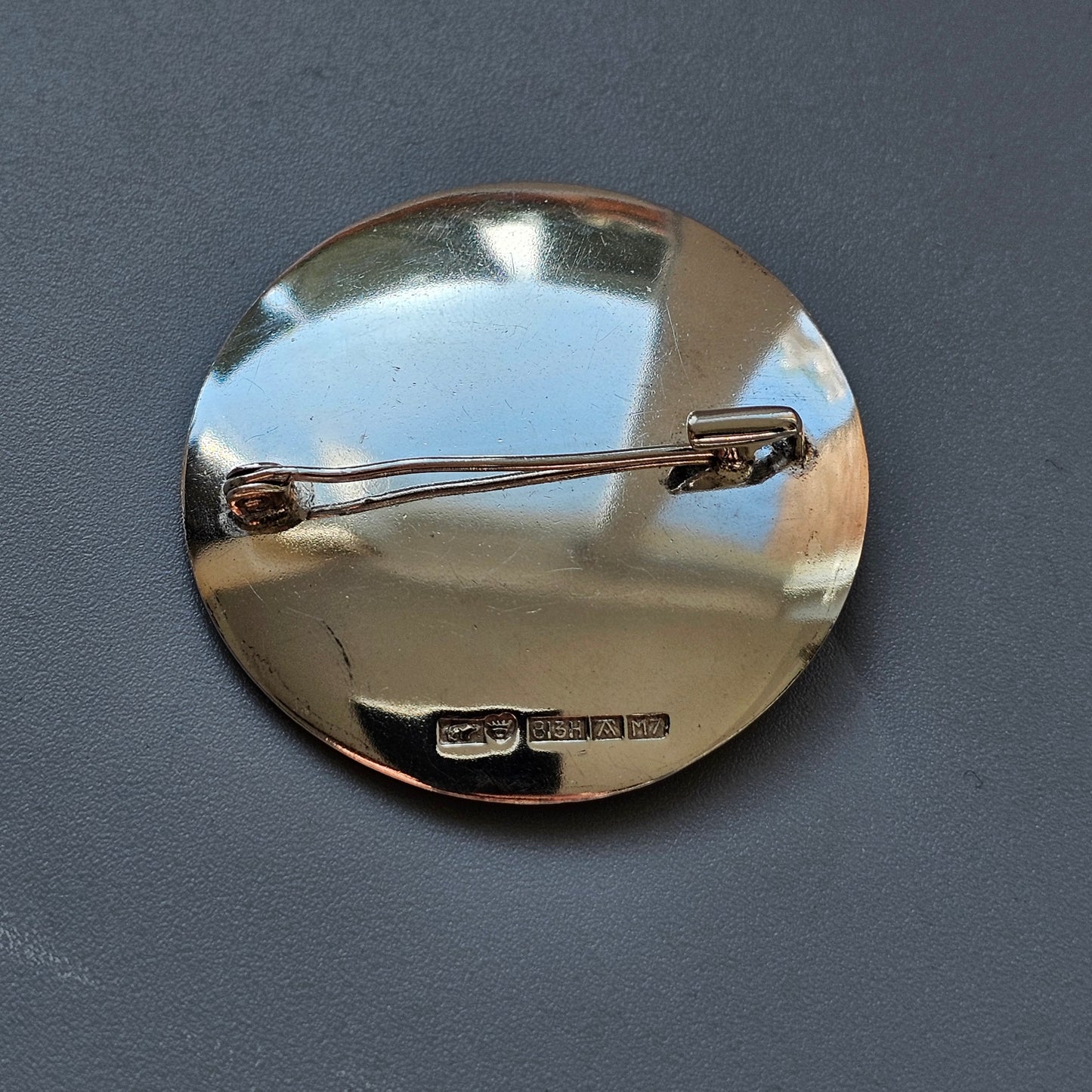 Vintage 60s Finnish Modernist Round Silver Moon Bubble Brooch by Kultaseppa Salovaara 1965