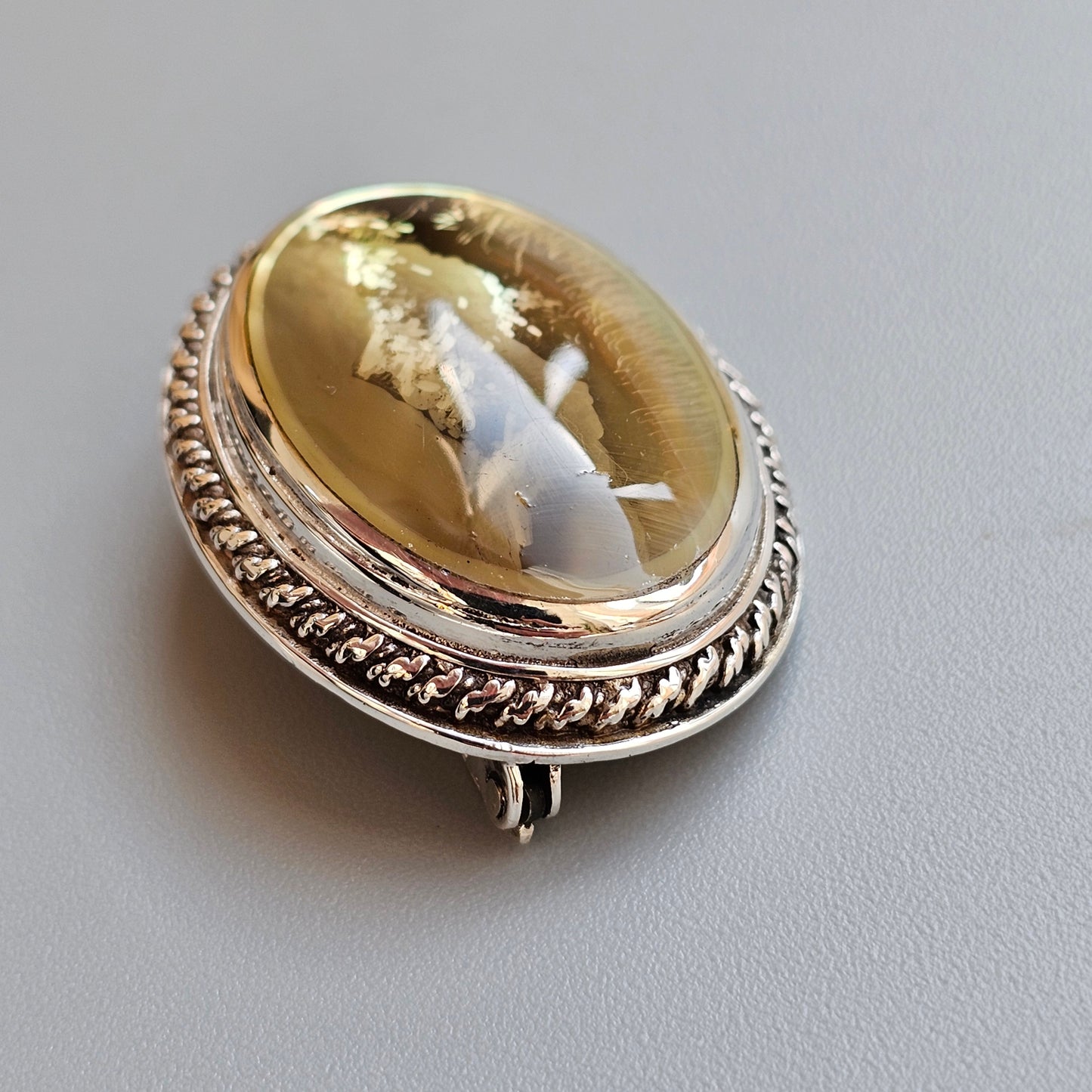 Sterling Silver Mother of Pearl Landscape Brooch – David Scott Walker, Hallmarked Sheffield 2000