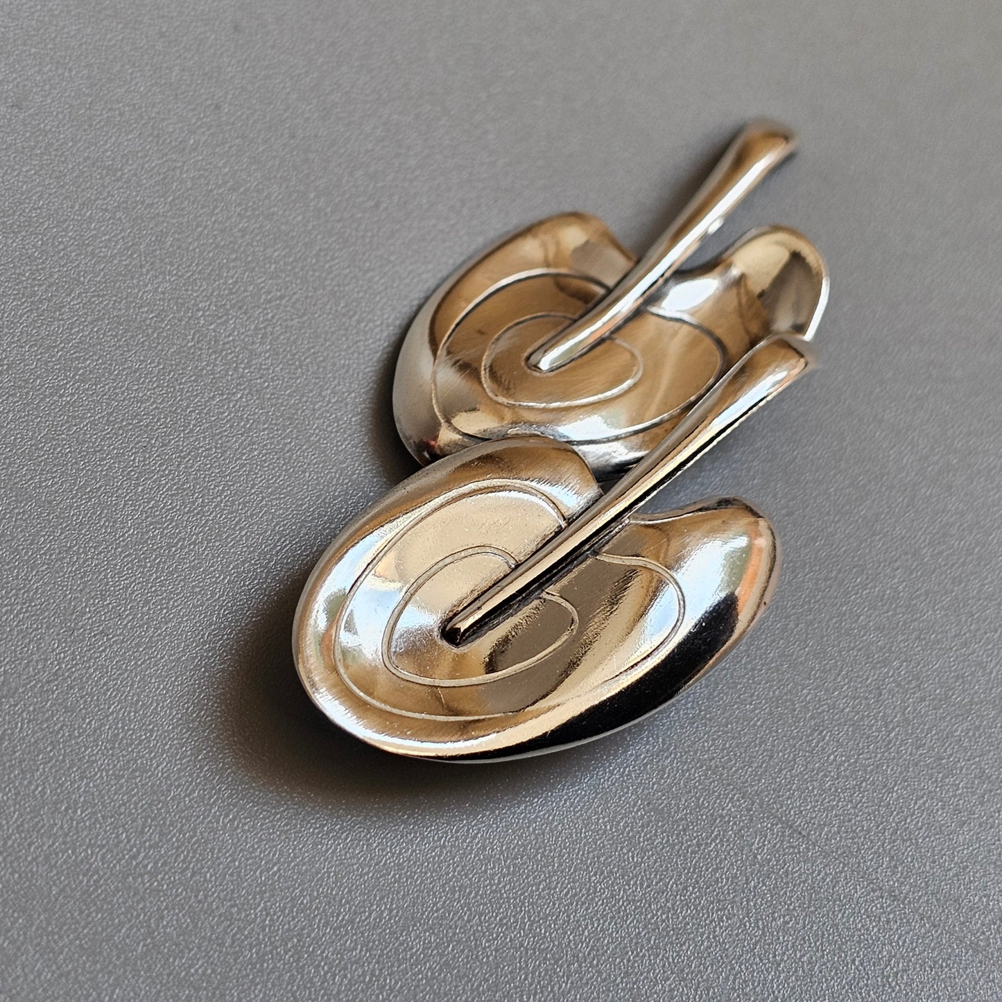 Vintage 1960s Finnish Modernist Silver Double Leaf Brooch by Elis Kauppi, Kupittaan Kulta