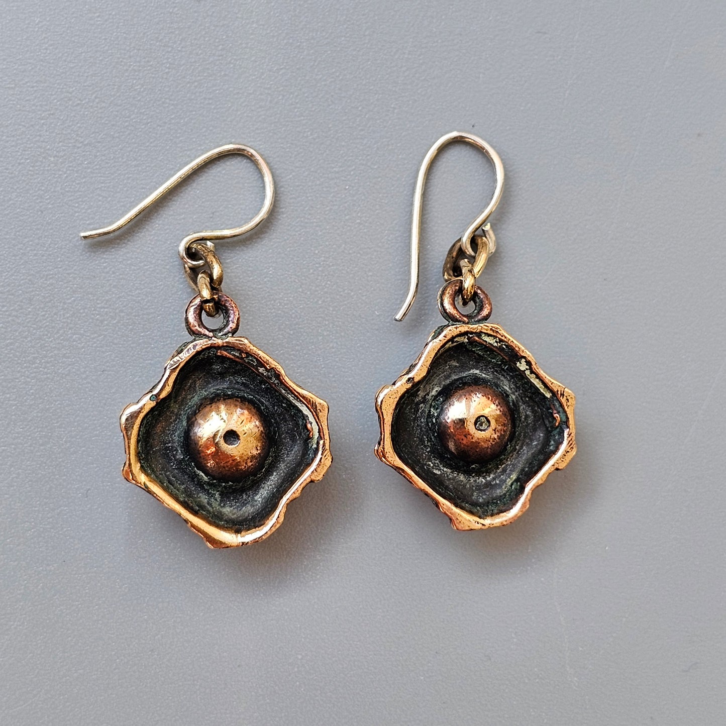 1970s Finnish Bronze & Rose Quartz Earrings by Pentti Sarpaneva – Brutalist Kelo Design
