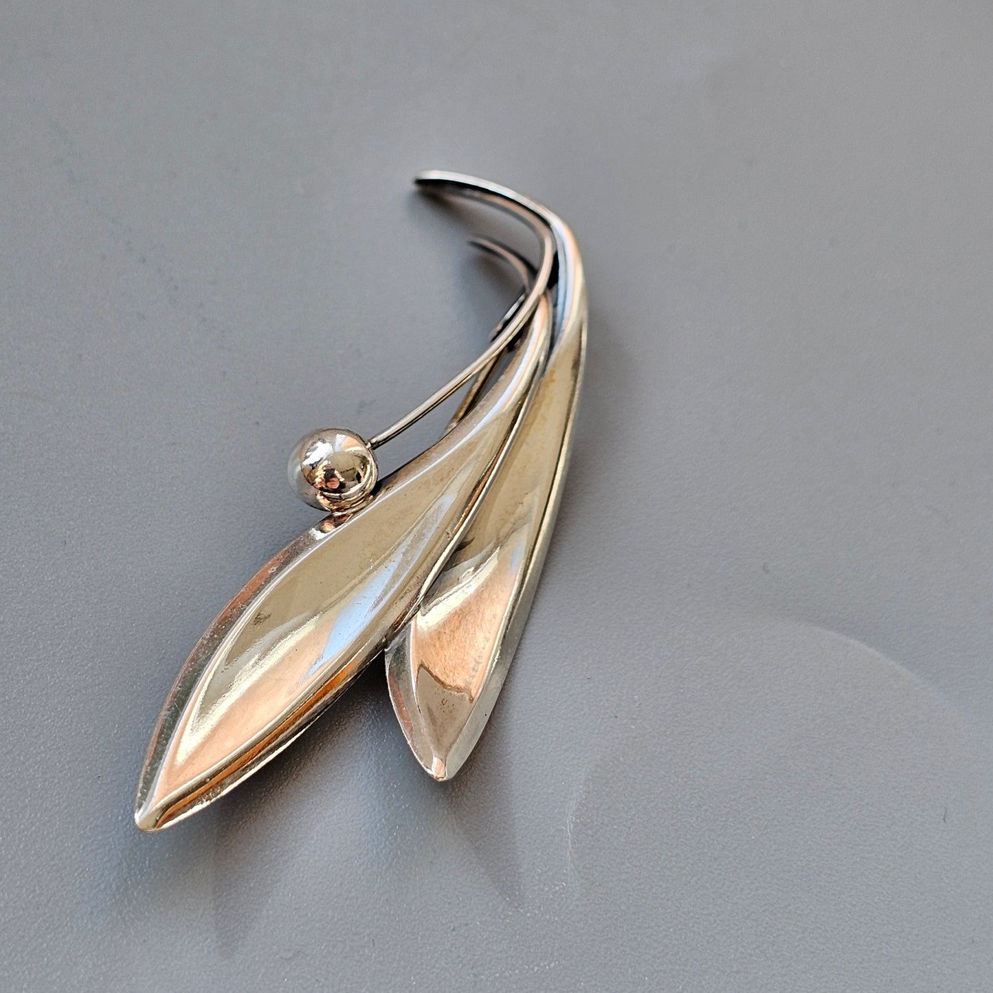 Vintage 1960s Finnish Modernist Silver Flower Brooch by Elis Kauppi, Kupittaan Kulta