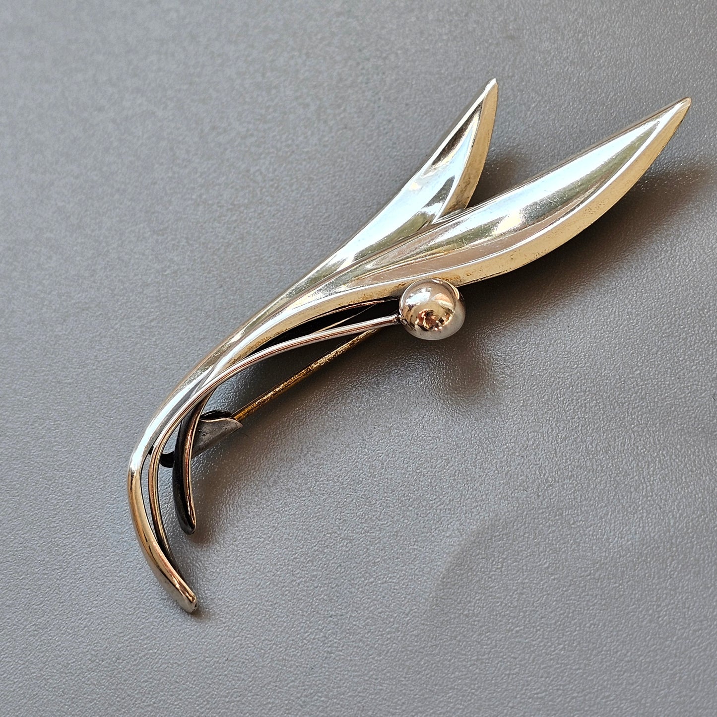 Vintage 1960s Finnish Modernist Silver Flower Brooch by Elis Kauppi, Kupittaan Kulta