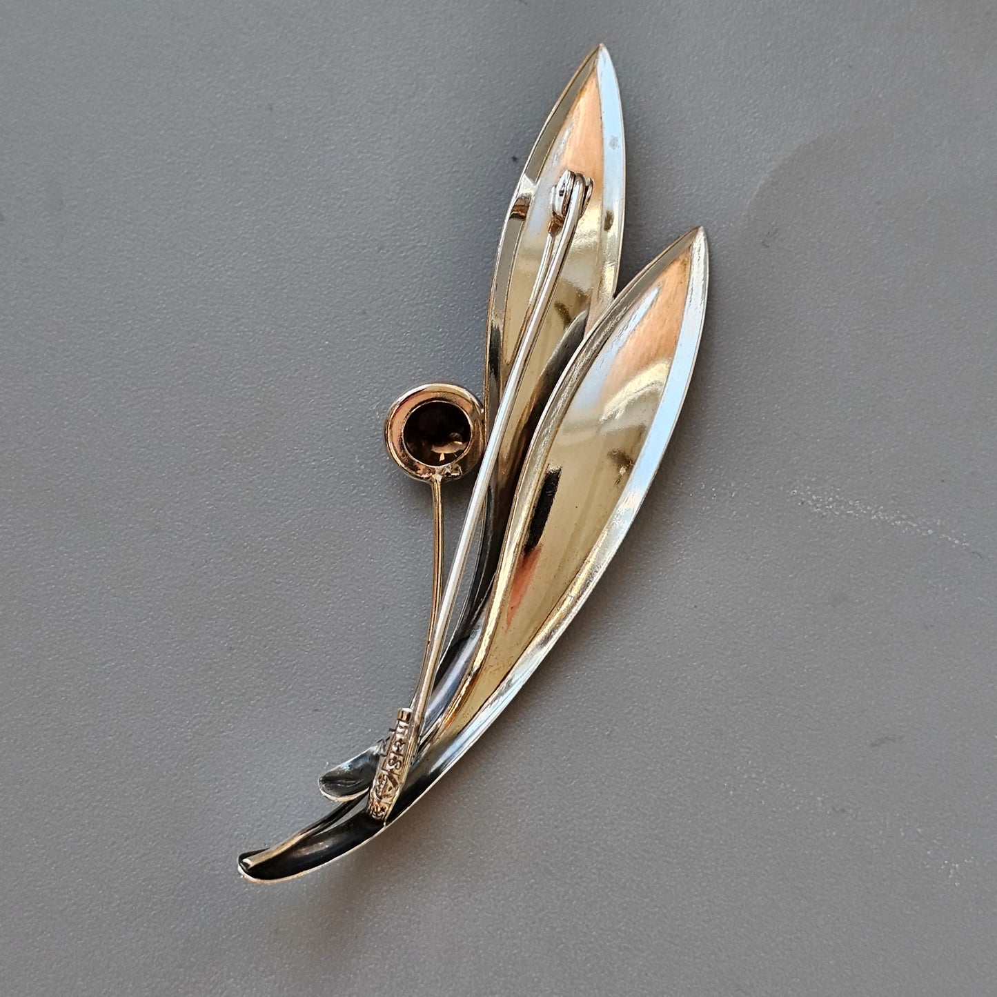 Vintage 60s Modernist Silver & Smoky Quartz Flower Brooch Elis Kauppi Kupittaan Kulta 1964