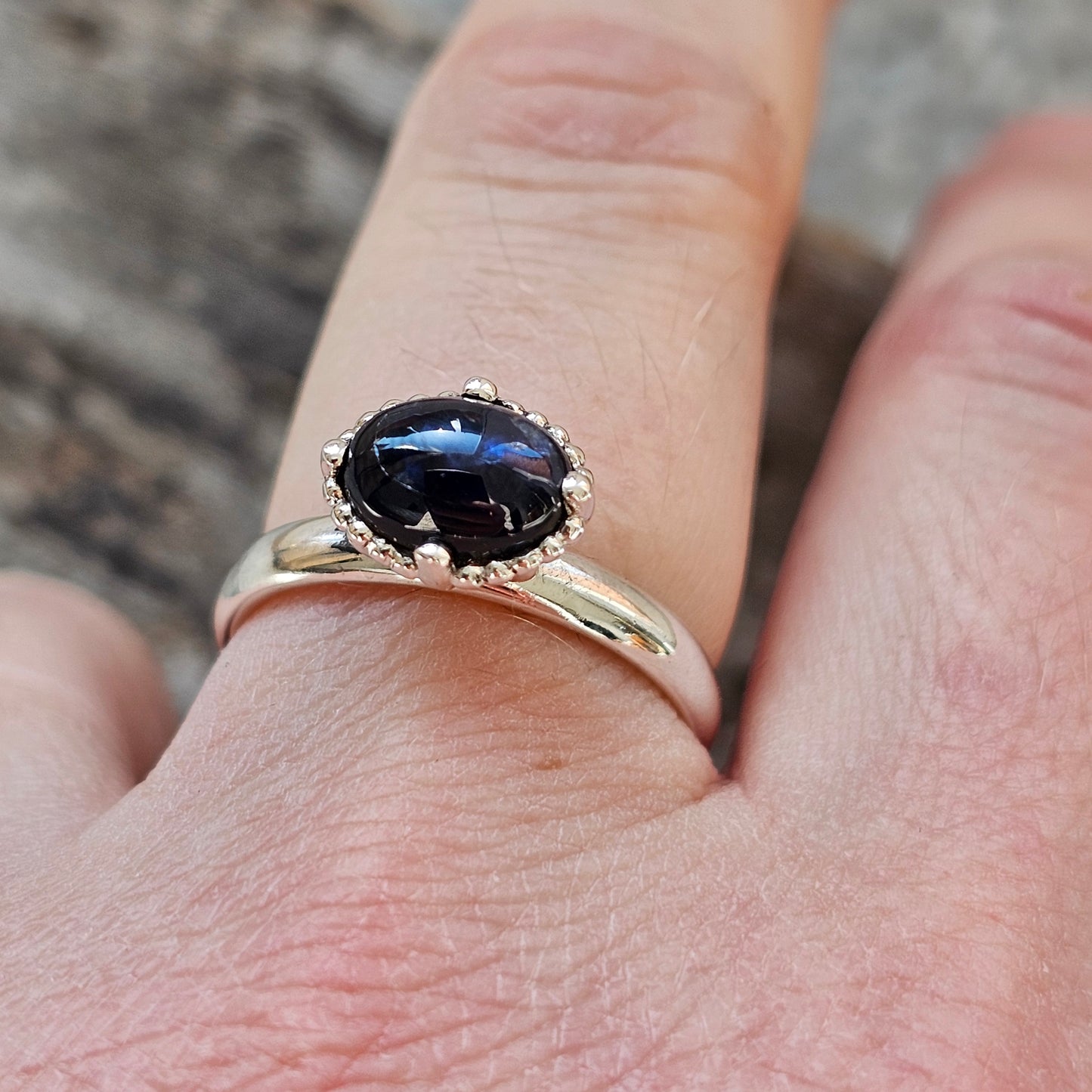 Spinning Danish 925 Sterling Silver September Blue Sapphire Stacking Ring Hans Henrik Nygaard