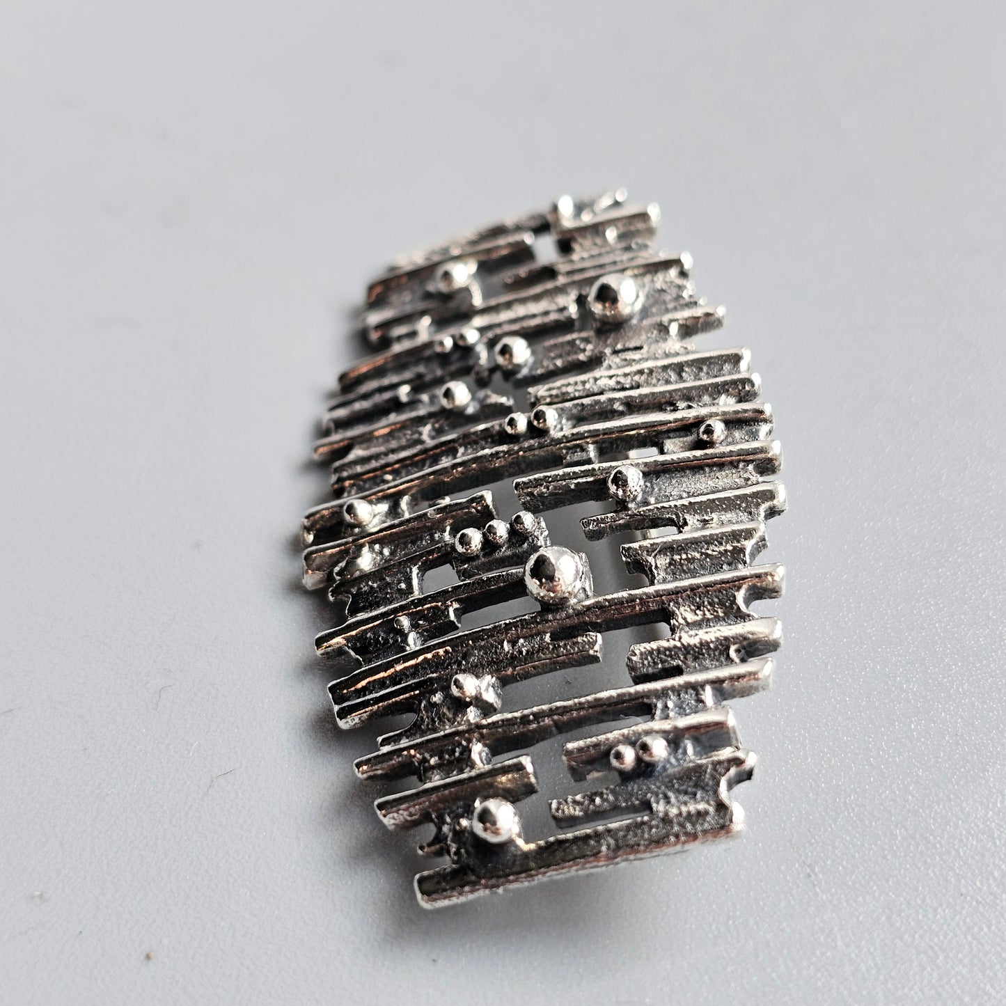 1960s Finnish Brutalist Silver Brooch by Kultaseppä Salovaara — Scandinavian Modernist Jewellery 1968