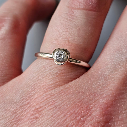 Spinning Danish 925 Sterling Silver Crystal Stacking Ring SPJ Hans Henrik Nygaard