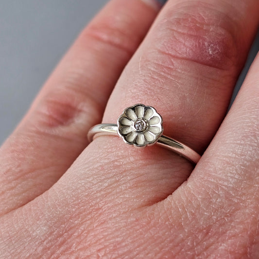 Spinning Danish 925 Sterling Silver Enamel Daisy Stacking Ring SPJ Hans Henrik Nygaard
