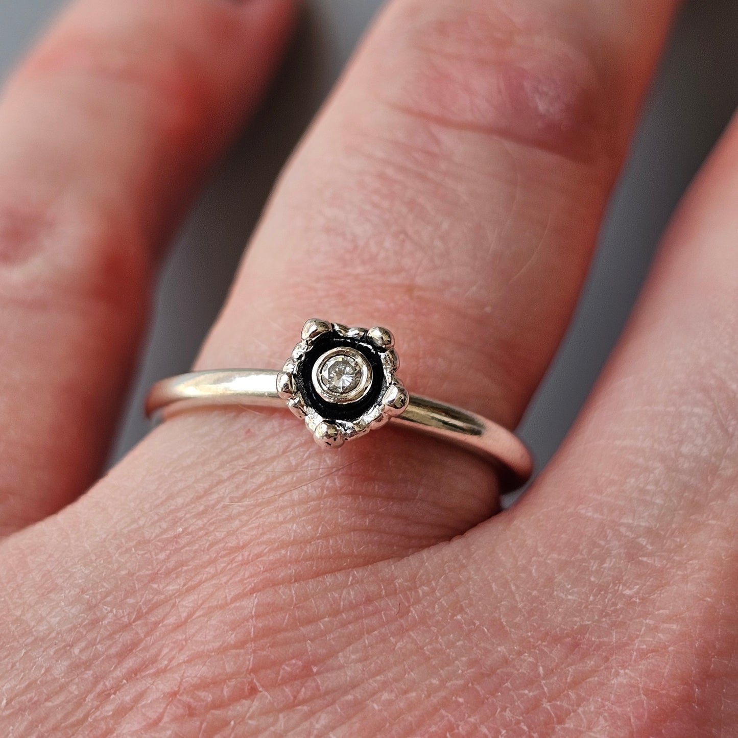 Spinning Danish 925 Sterling Silver Crystal Stacking Ring SPJ Hans Henrik Nygaard