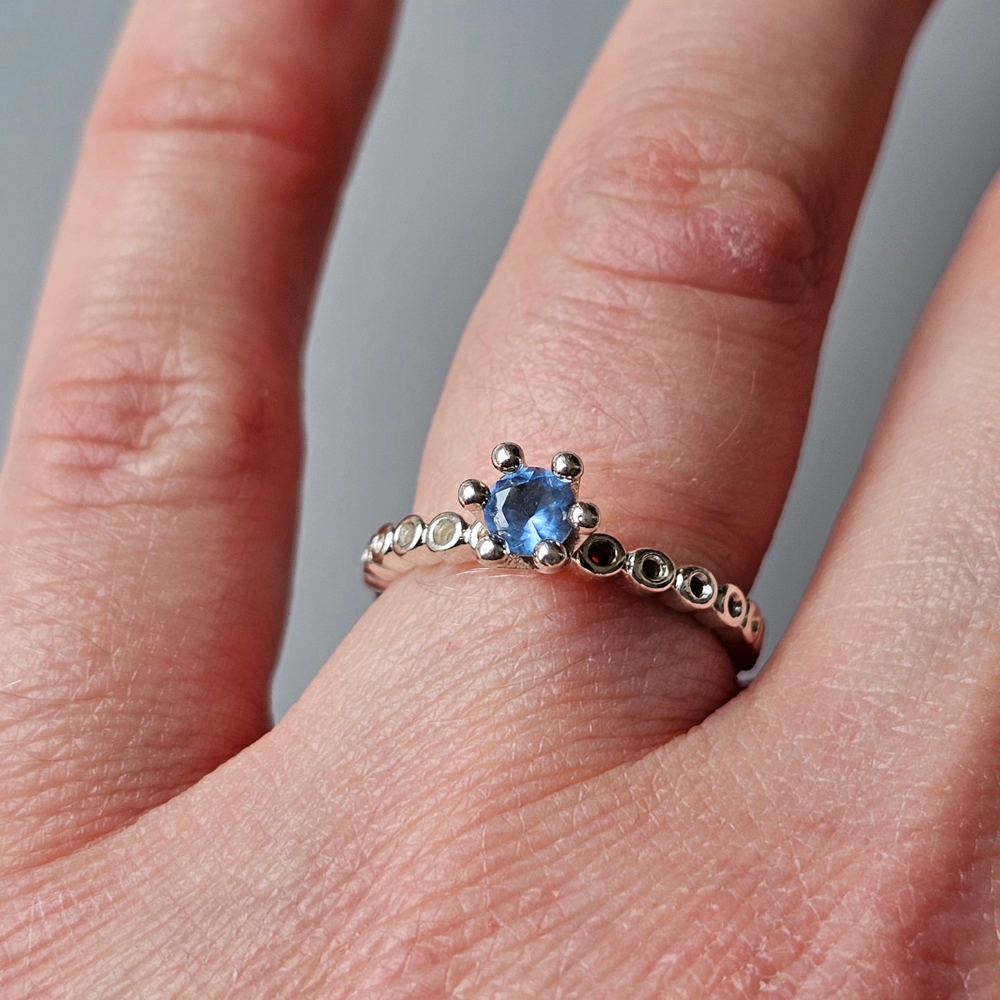Spinning Danish 925 Sterling Silver Blue Crystal Stacking Ring SPJ Hans Henrik Nygaard